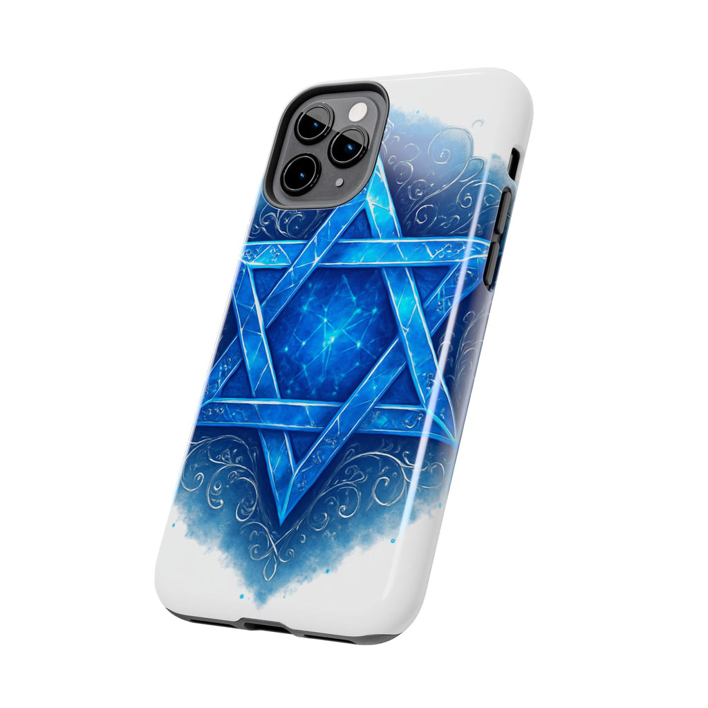 Jewish Star of David Blue Watercolor Tough Phone Case — Protective Jewish Symbol Phone Cover