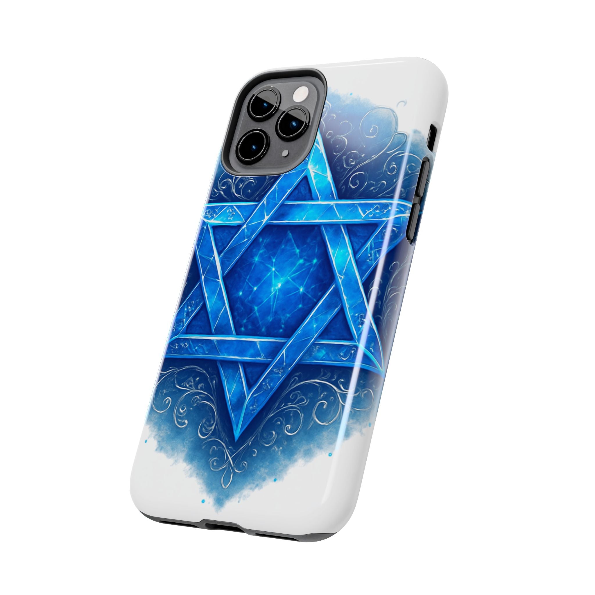 Jewish Star of David Blue Watercolor Tough Phone Case — Protective Jewish Symbol Phone Cover