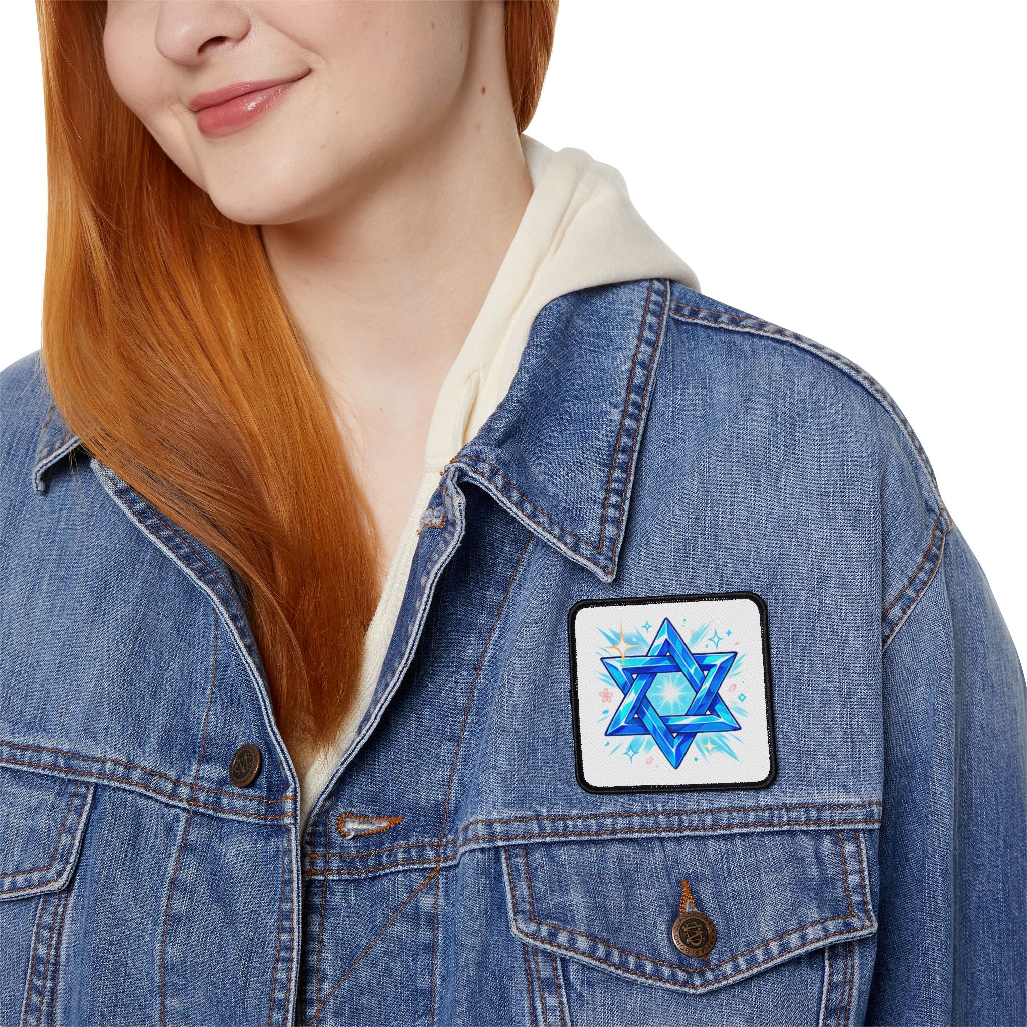 Star of David Iron-On Patch — Sparkling Blue Judaica Patch for Jackets & Bags