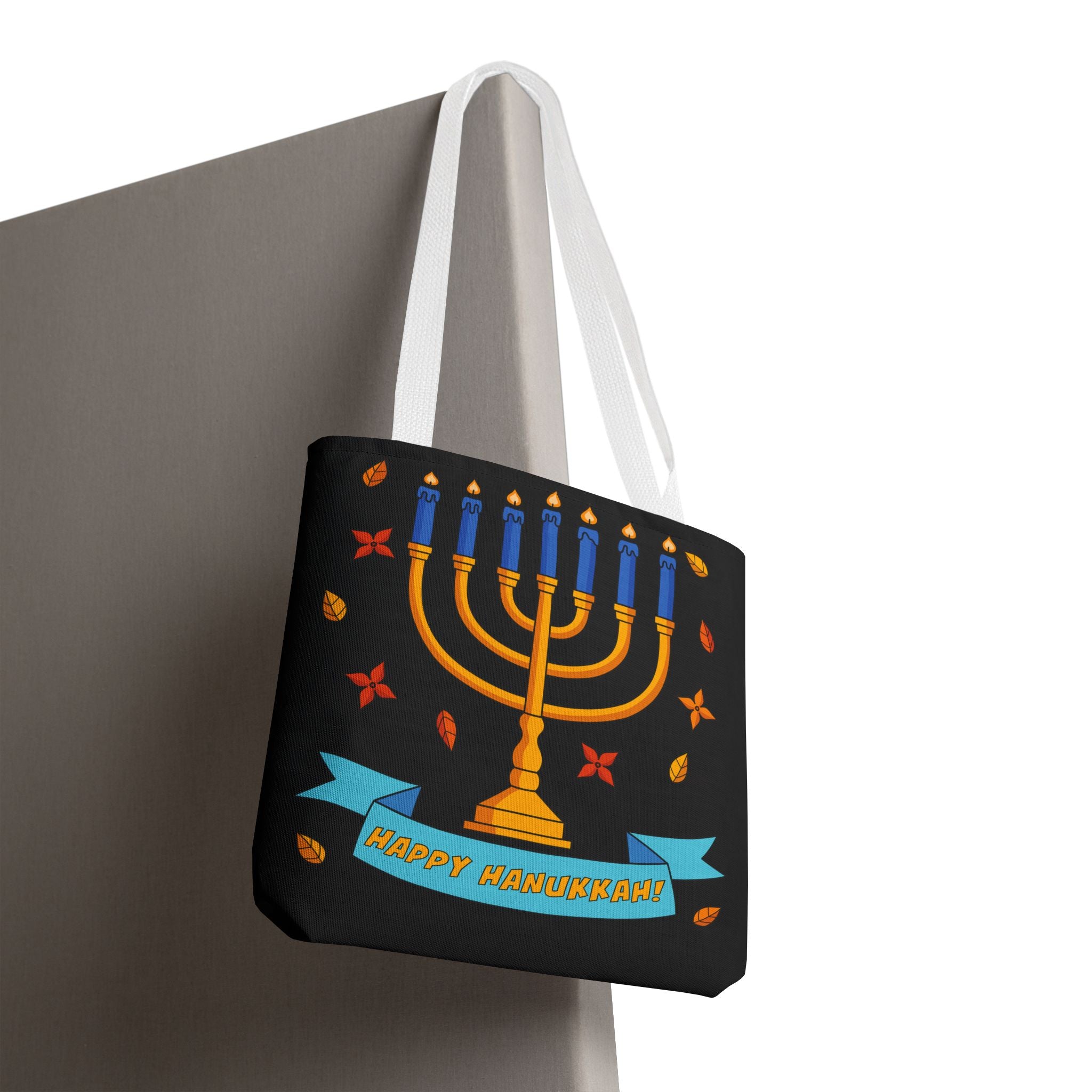 Hanukkah Menorah Tote Bag – "Happy Hanukkah" Holiday Gift Tote