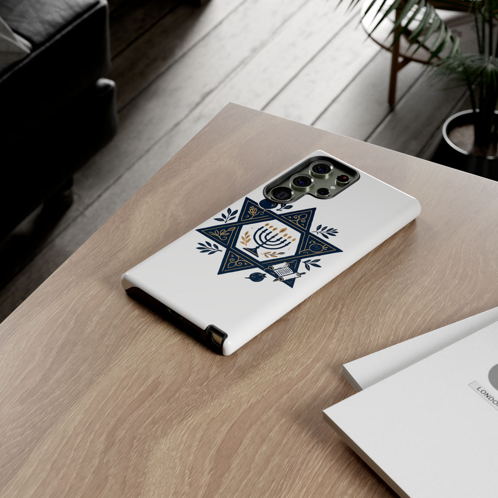 Jewish Star of David Menorah Phone Case — Jewish Hanukkah Symbol Protective Cover