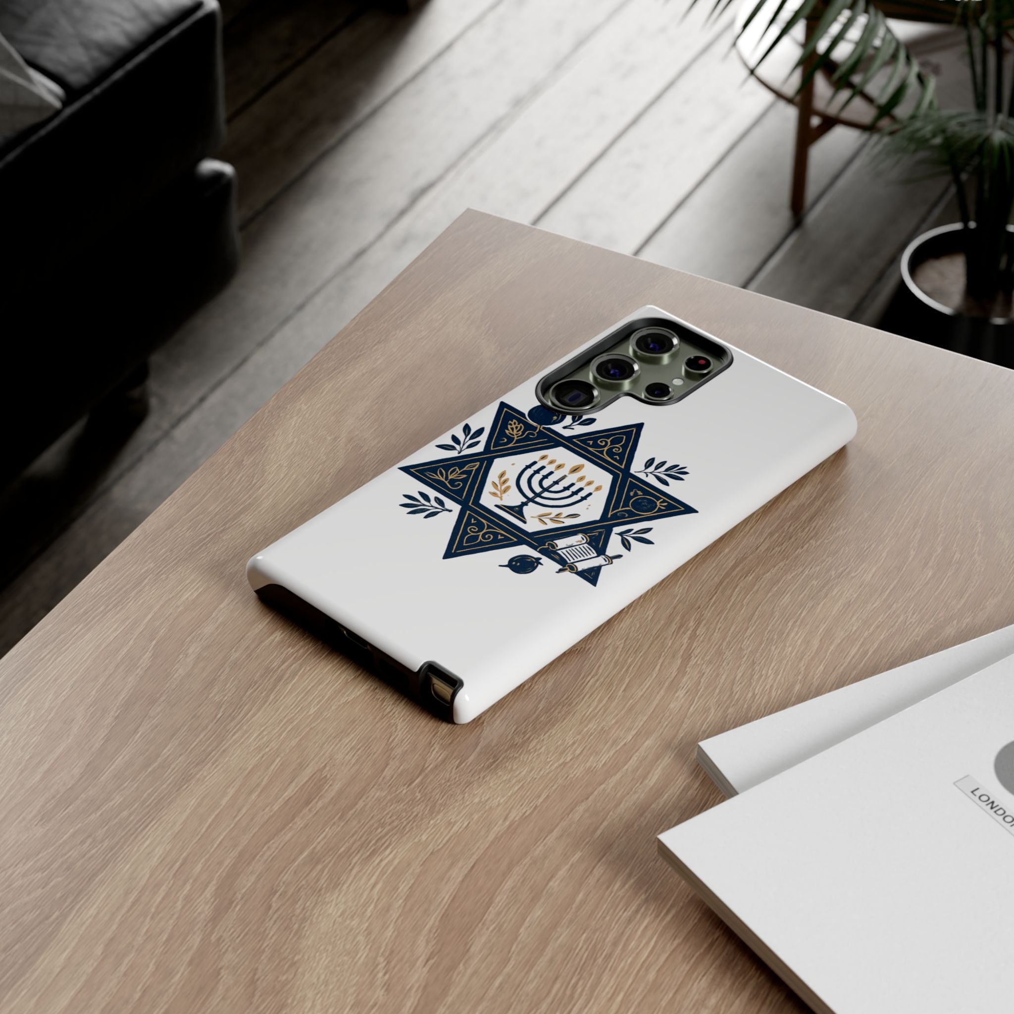 Jewish Star of David Menorah Phone Case — Jewish Hanukkah Symbol Protective Cover