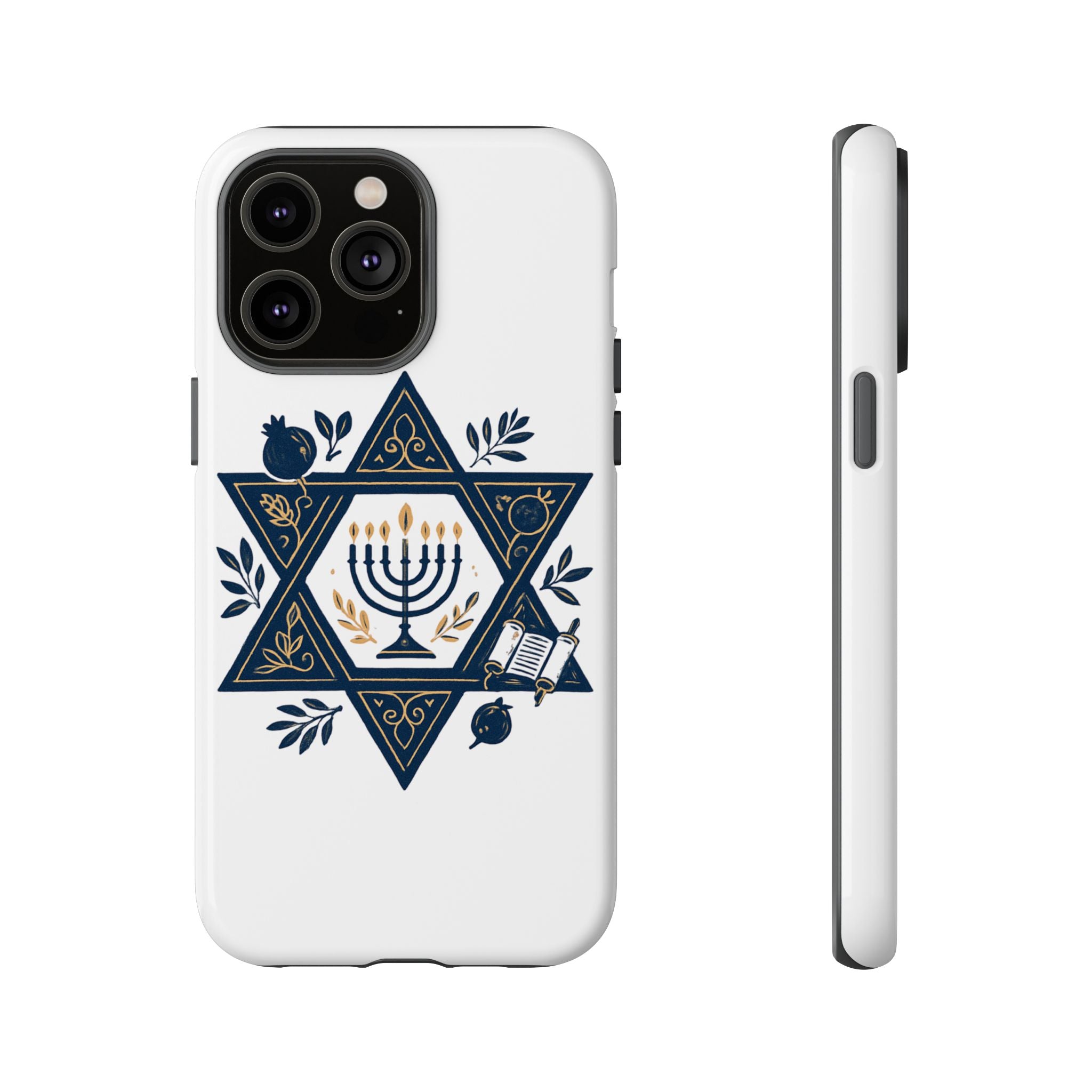 Jewish Star of David Menorah Phone Case — Jewish Hanukkah Symbol Protective Cover