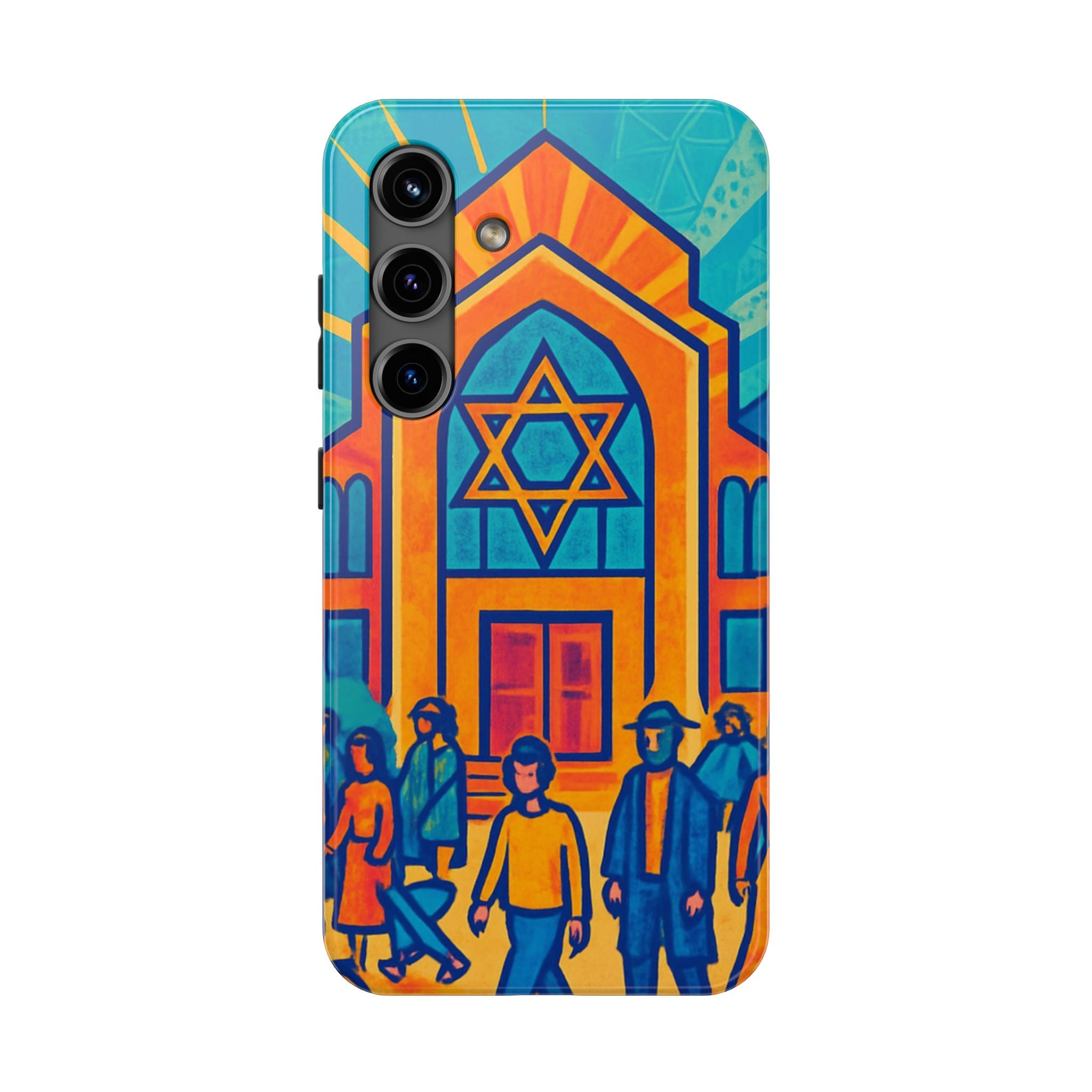 Jewish Synagogue Art Tough Phone Case — Colorful Jewish Community Design