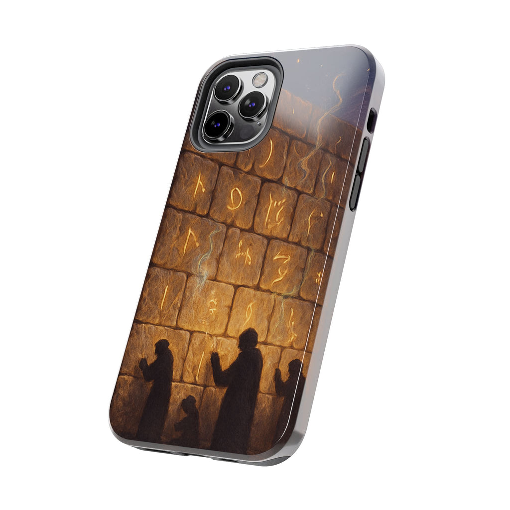 Jewish western Wall Illustration Phone Case — Prayer Silhouettes, Jerusalem Religious Art