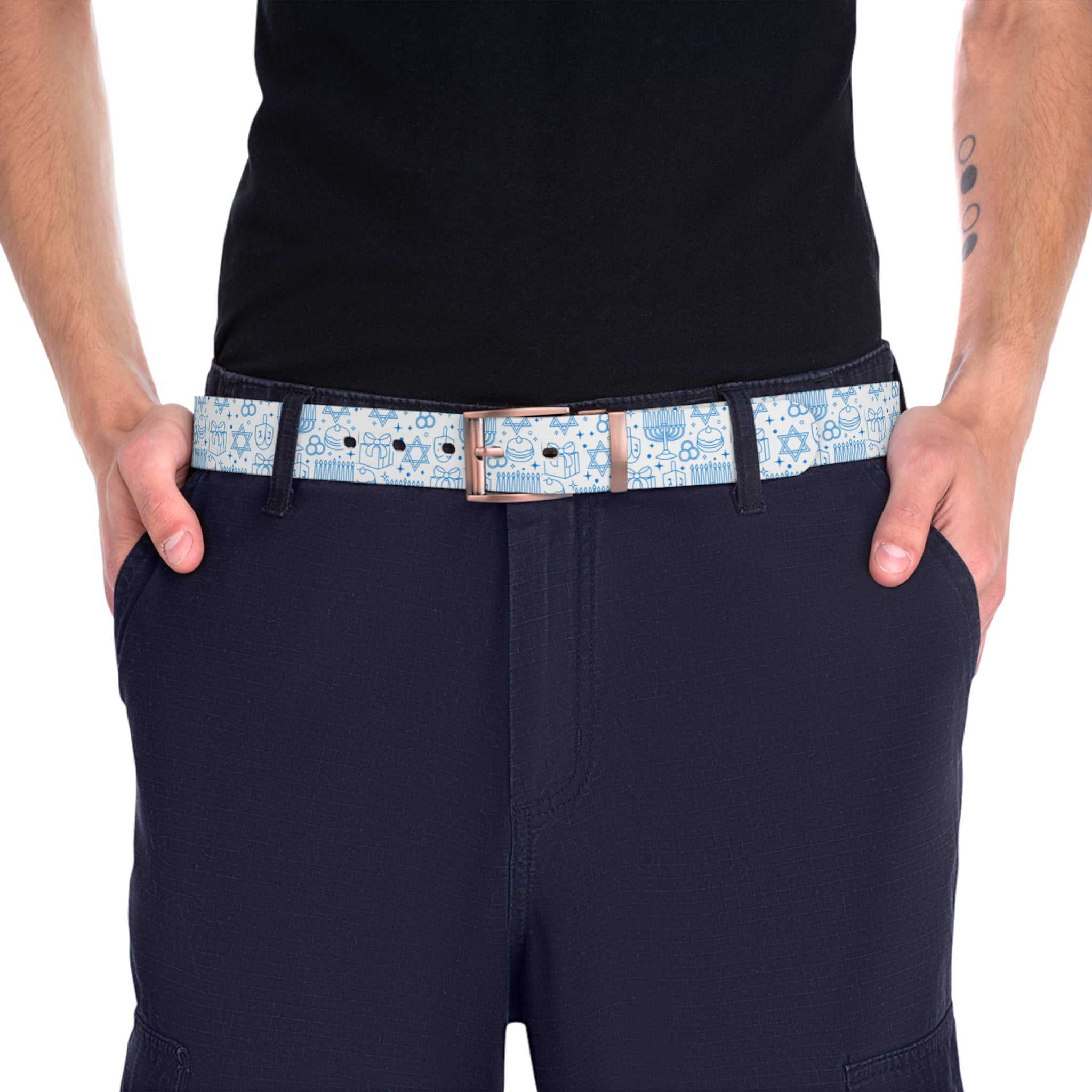 Light Blue Floral Pattern Belt — Casual Denim Accessory