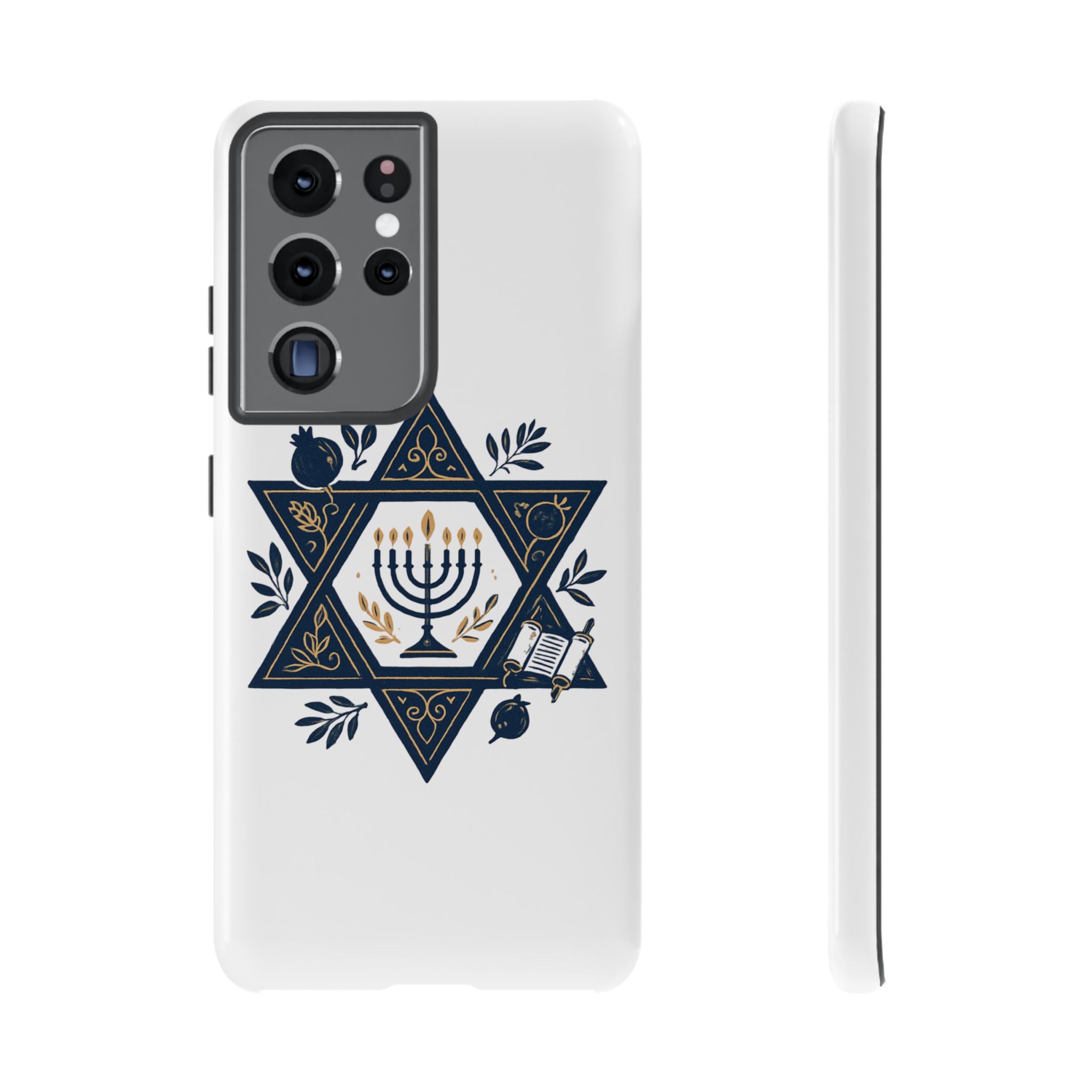 Jewish Star of David Menorah Phone Case — Jewish Hanukkah Symbol Protective Cover