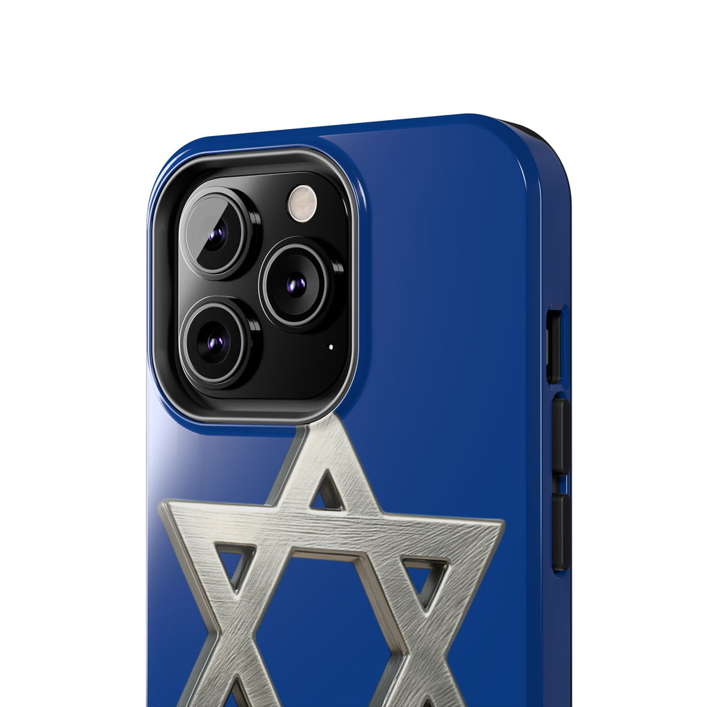 Jewish Blue Phone Case with Silver Star of David – Tough Protective Jewish Religious Design