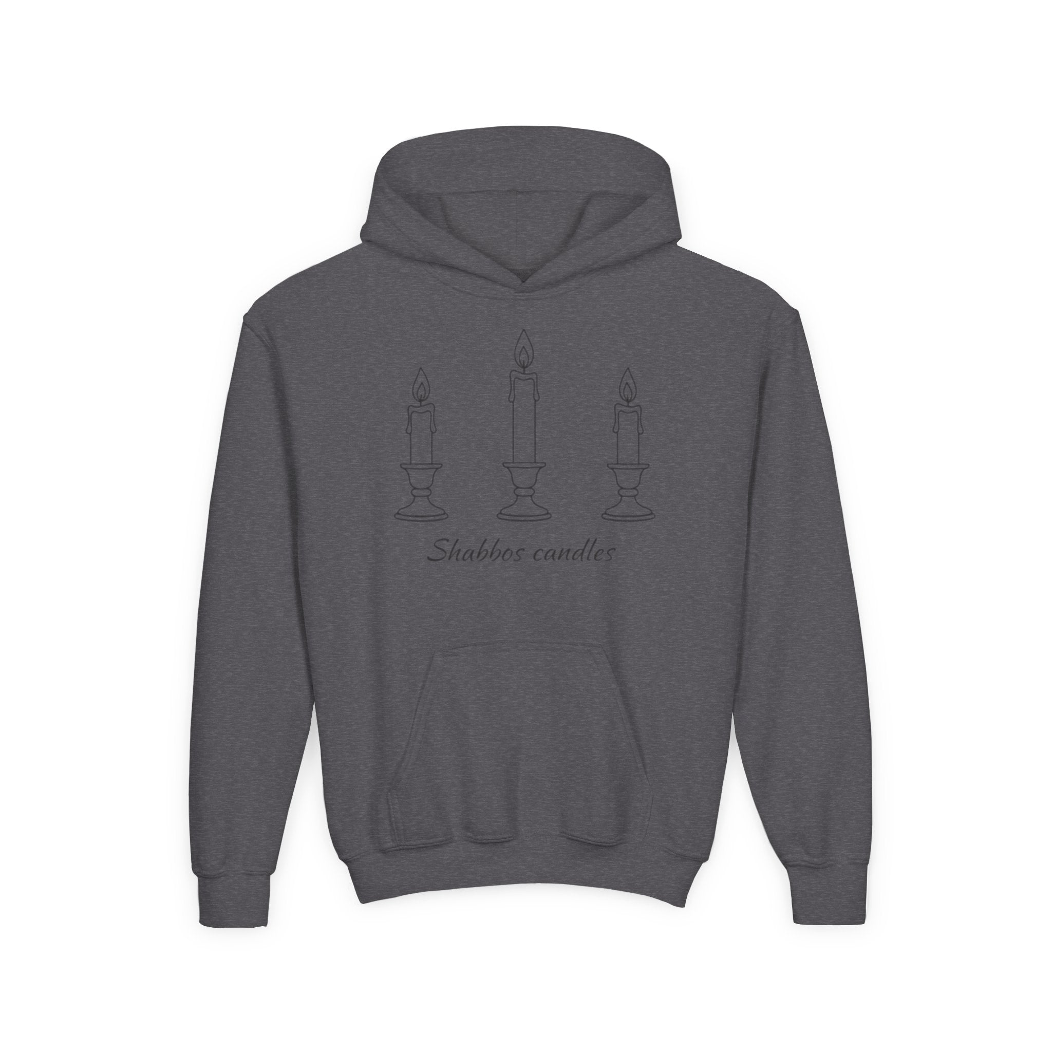 Shabbos Candles Kids Hoodie — Youth Shabbat Candle Lighting Sweatshirt