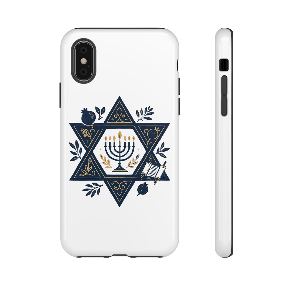Jewish Star of David Menorah Phone Case — Jewish Hanukkah Symbol Protective Cover