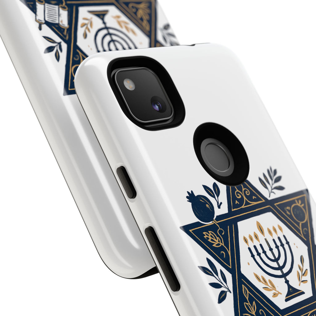 Jewish Star of David Menorah Phone Case — Jewish Hanukkah Symbol Protective Cover