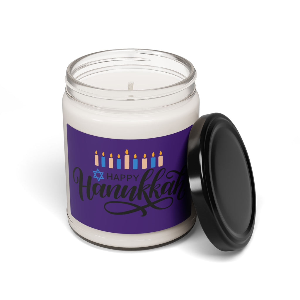 Hanukkah Soy Candle — 9oz Scented Holiday Candle (Happy Hanukkah Menorah Design)