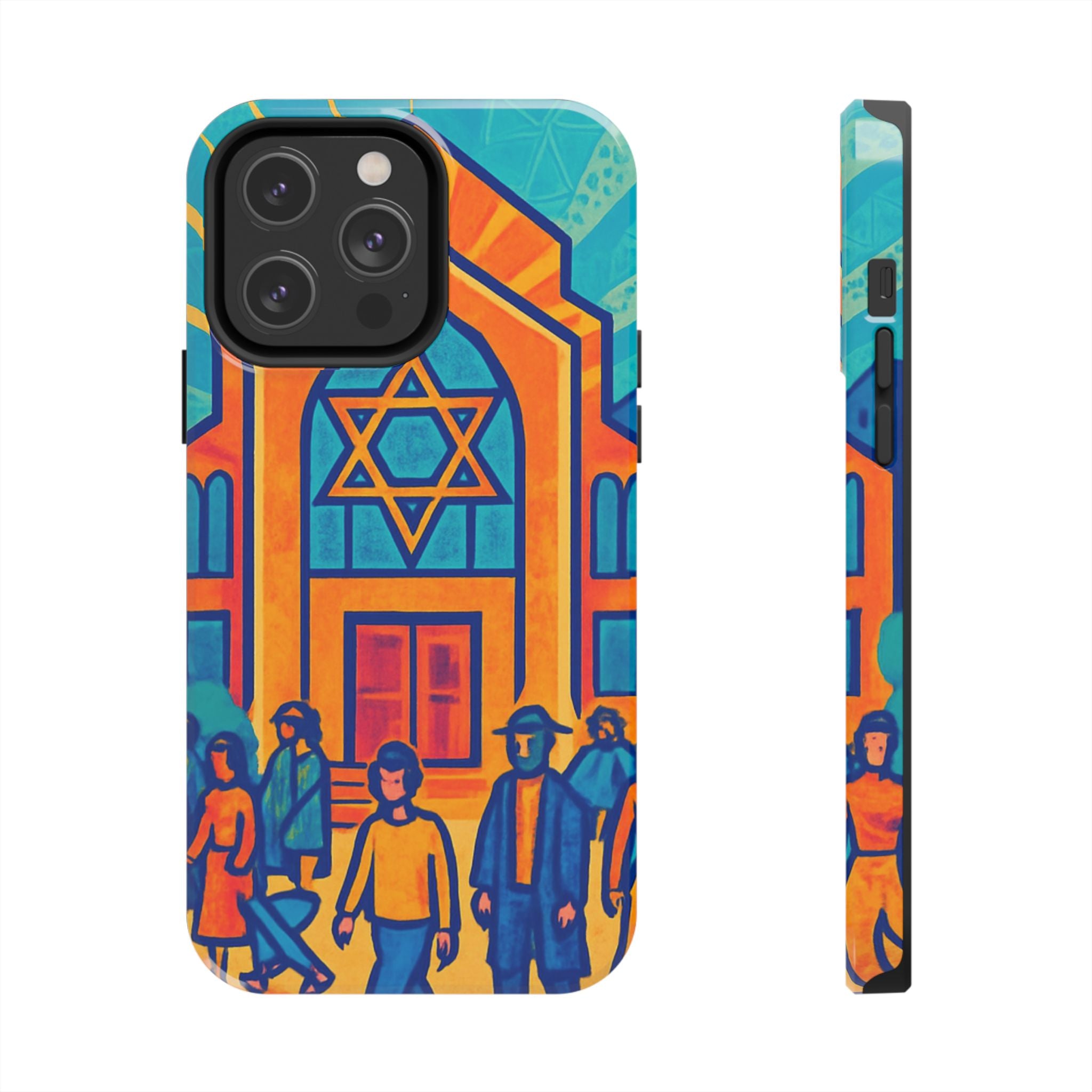 Jewish Synagogue Art Tough Phone Case — Colorful Jewish Community Design