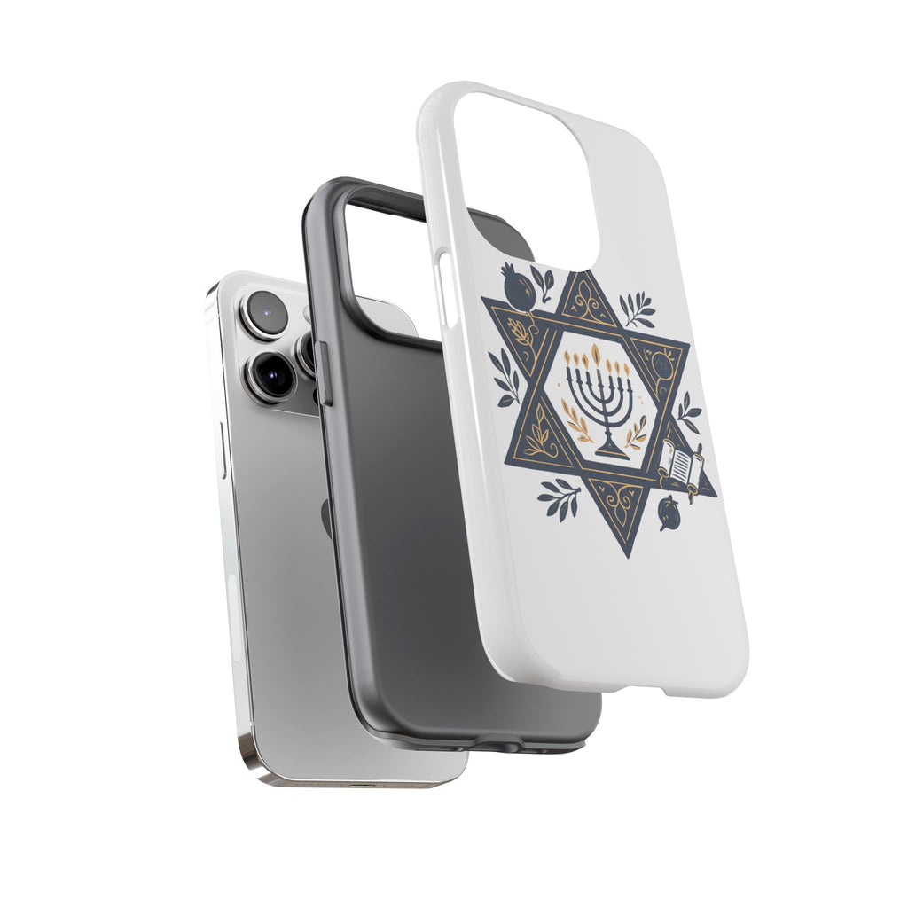 Jewish Star of David Menorah Phone Case — Jewish Hanukkah Symbol Protective Cover