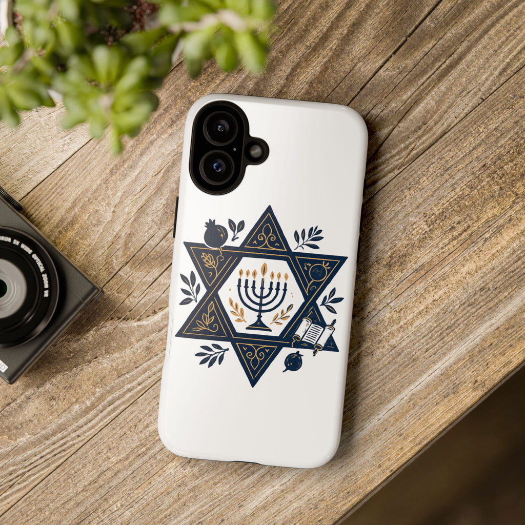 Jewish Star of David Menorah Phone Case — Jewish Hanukkah Symbol Protective Cover