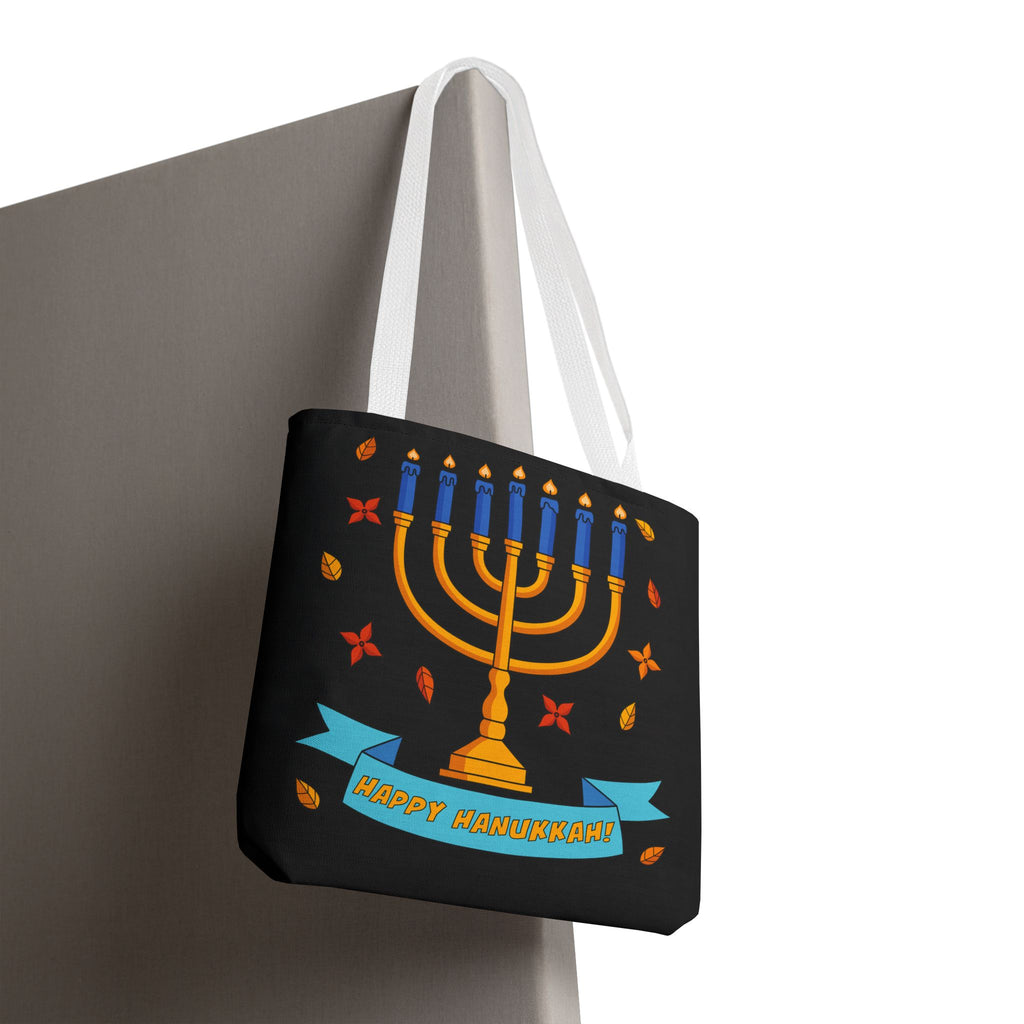 Hanukkah Menorah Tote Bag – "Happy Hanukkah" Holiday Gift Tote