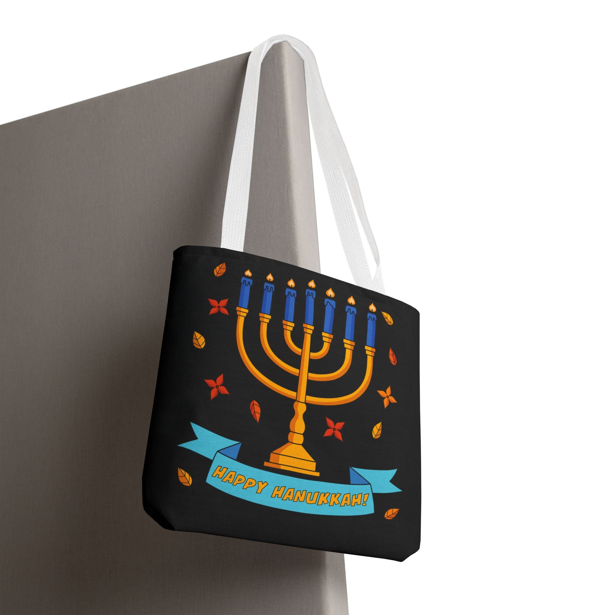 Hanukkah Menorah Tote Bag – "Happy Hanukkah" Holiday Gift Tote