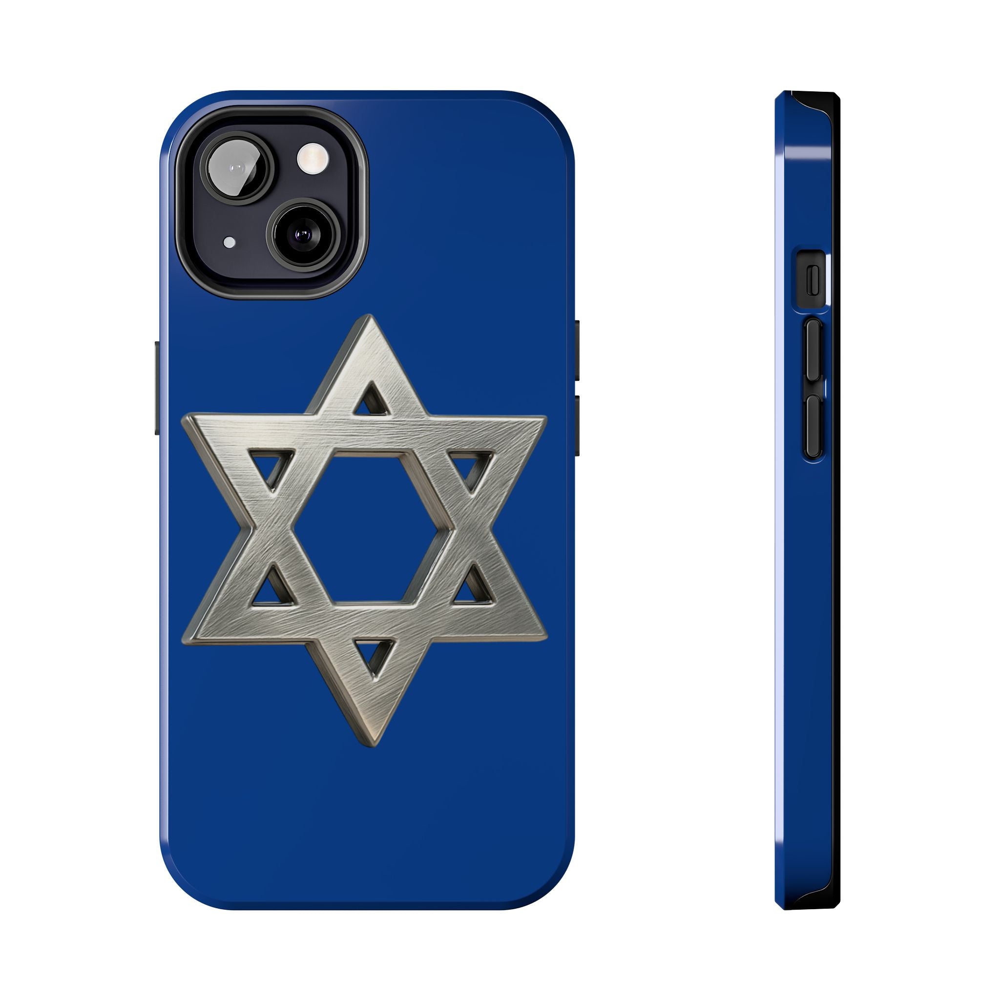 Jewish Blue Phone Case with Silver Star of David – Tough Protective Jewish Religious Design