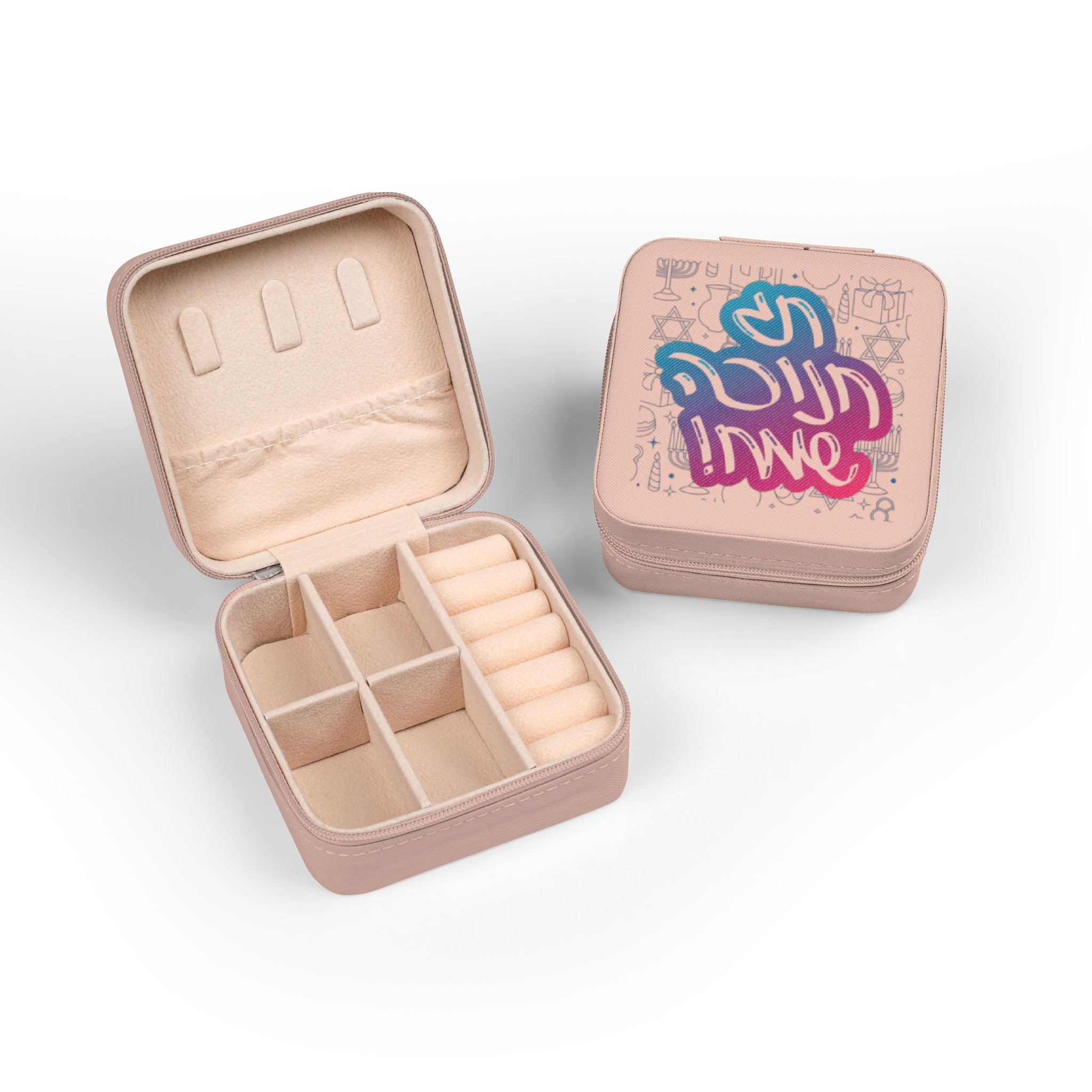 Compact Jewelry Travel Case — Cute Pink Organizer with Ring & Earring Compartments