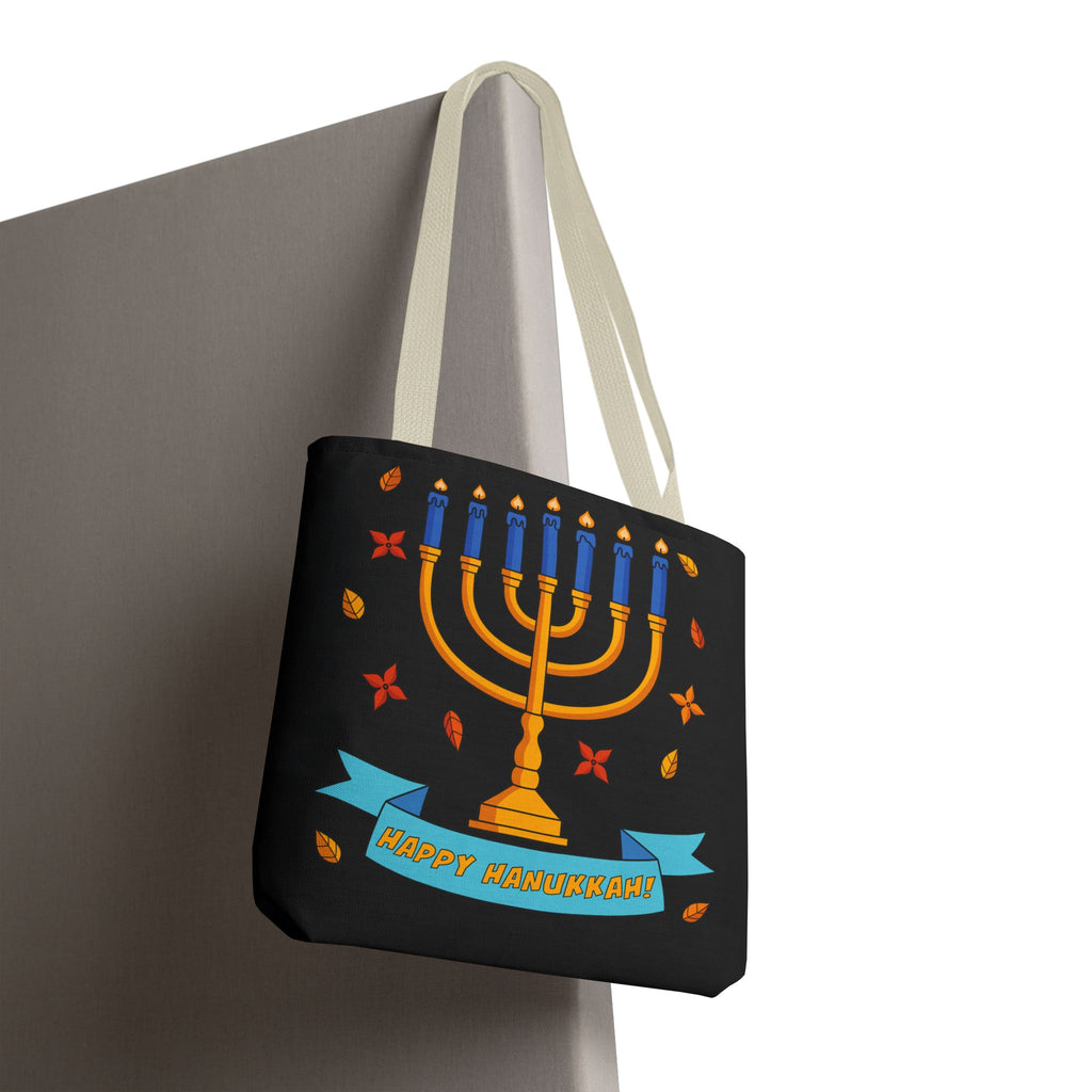 Hanukkah Menorah Tote Bag – "Happy Hanukkah" Holiday Gift Tote