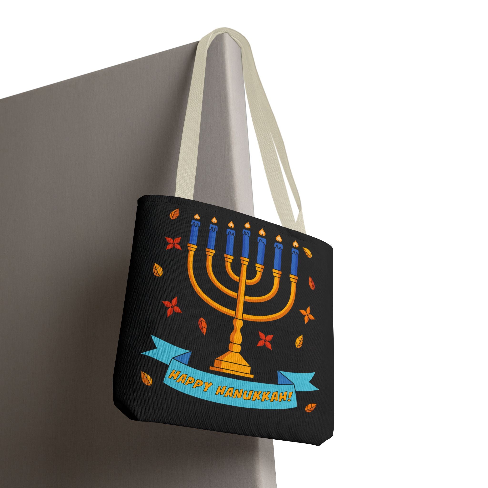 Hanukkah Menorah Tote Bag – "Happy Hanukkah" Holiday Gift Tote