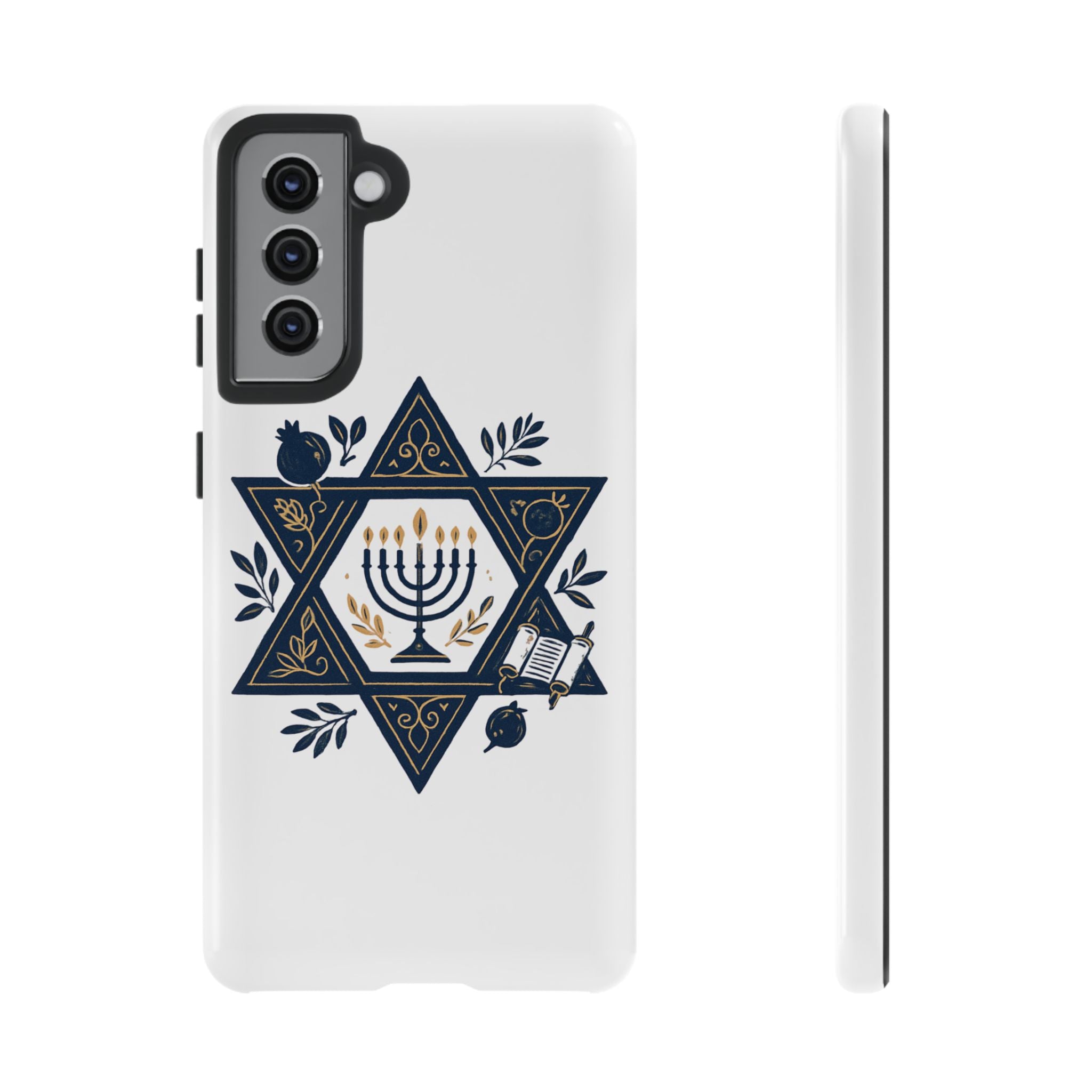 Jewish Star of David Menorah Phone Case — Jewish Hanukkah Symbol Protective Cover