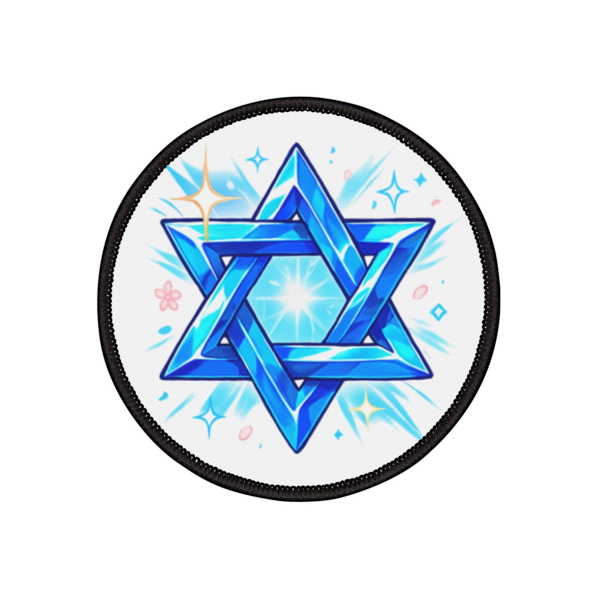 Star of David Iron-On Patch — Sparkling Blue Judaica Patch for Jackets & Bags