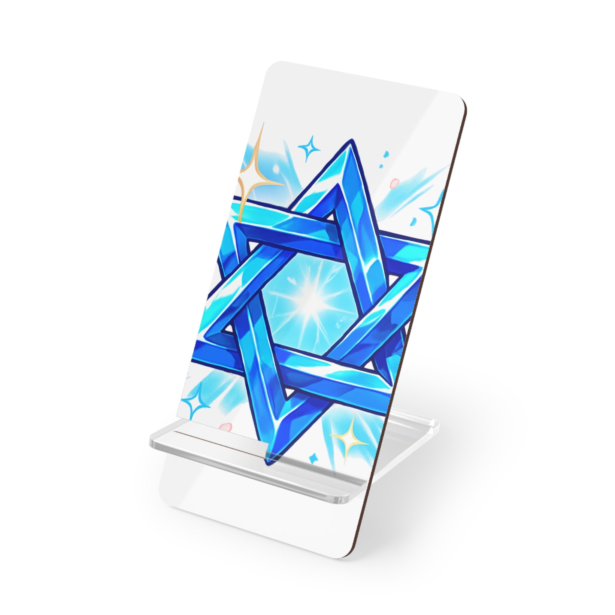 Star of David Phone Stand – Blue Judaica Mobile Display Stand