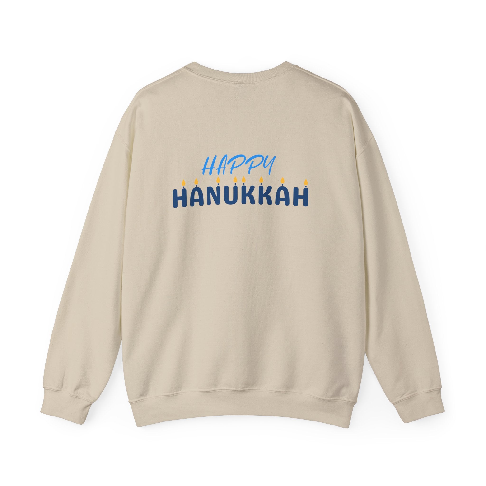 Hanukkah Crewneck Sweatshirt — Menorah, Dreidel & ‘Happy Hanukkah’ Holiday Sweater