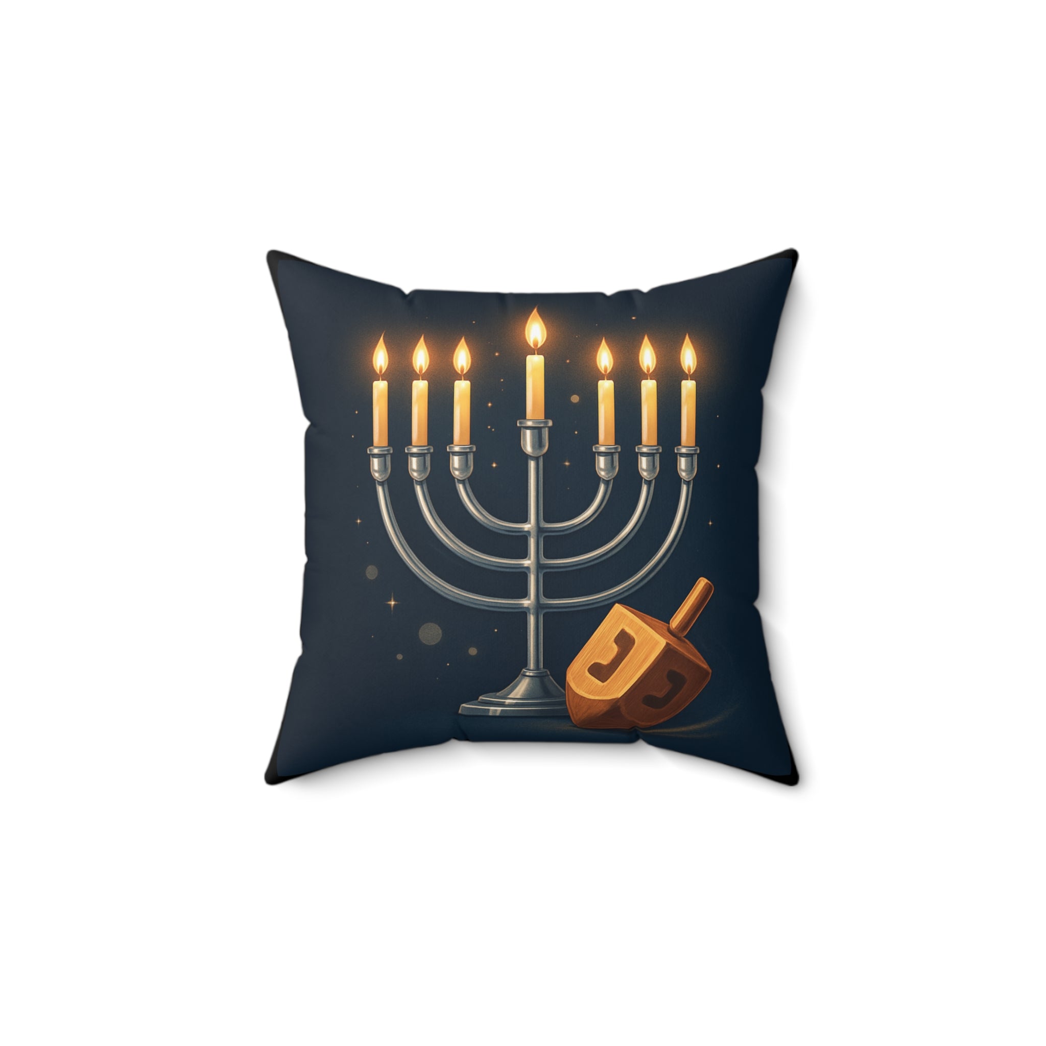 Hanukkah Menorah Pillow with Dreidel – Festive Holiday Decorative Throw Pillow