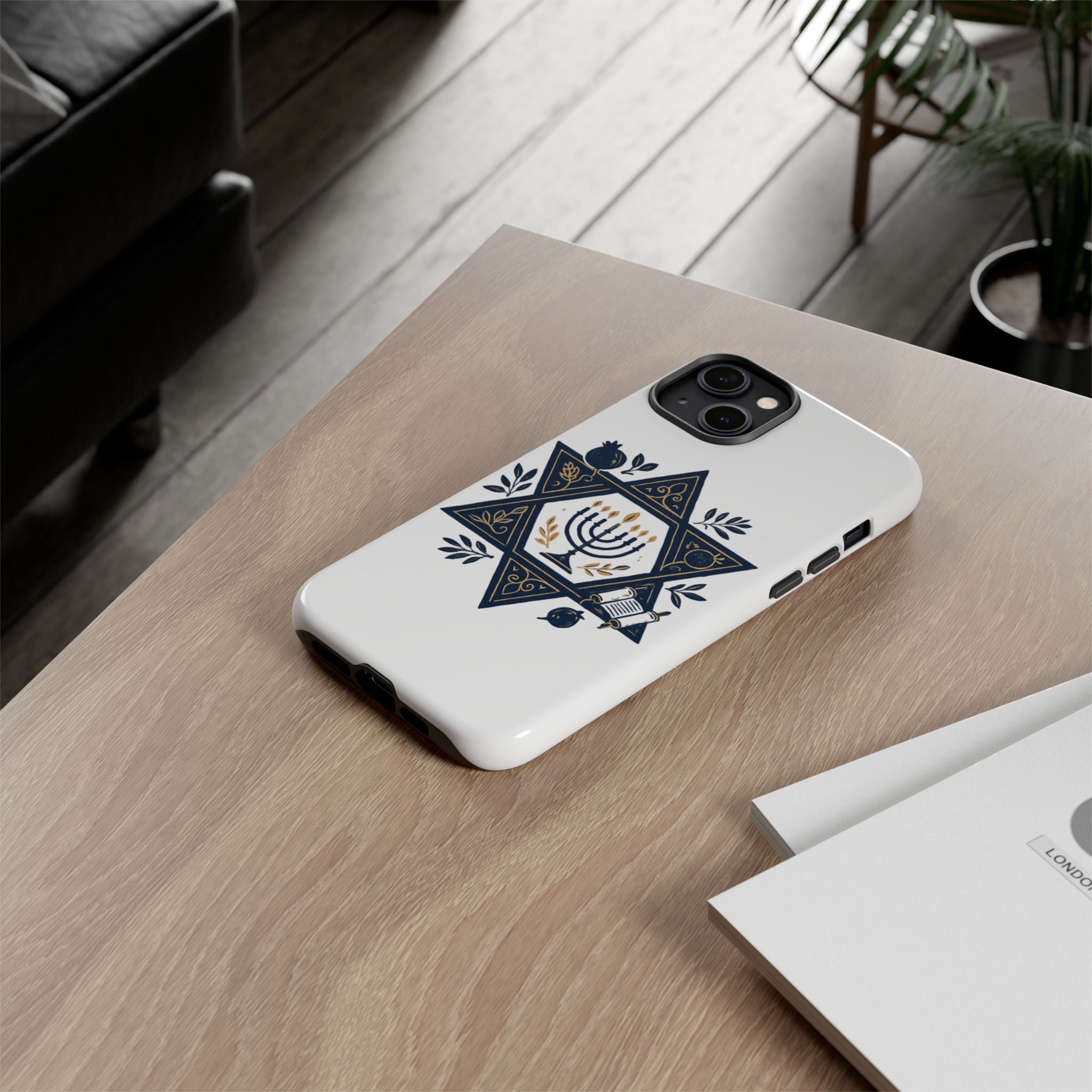 Jewish Star of David Menorah Phone Case — Jewish Hanukkah Symbol Protective Cover