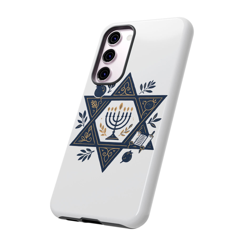 Jewish Star of David Menorah Phone Case — Jewish Hanukkah Symbol Protective Cover