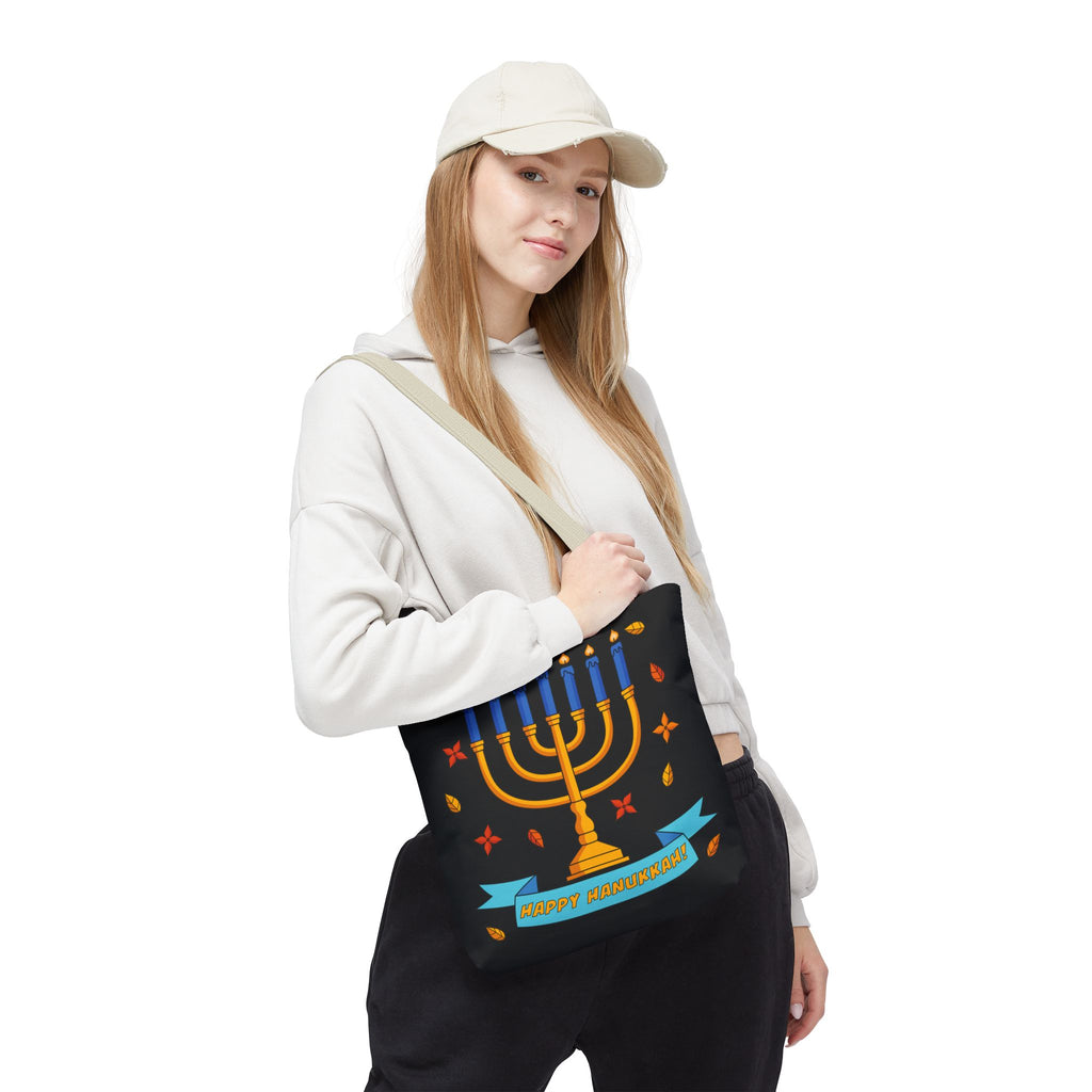 Hanukkah Menorah Tote Bag – "Happy Hanukkah" Holiday Gift Tote