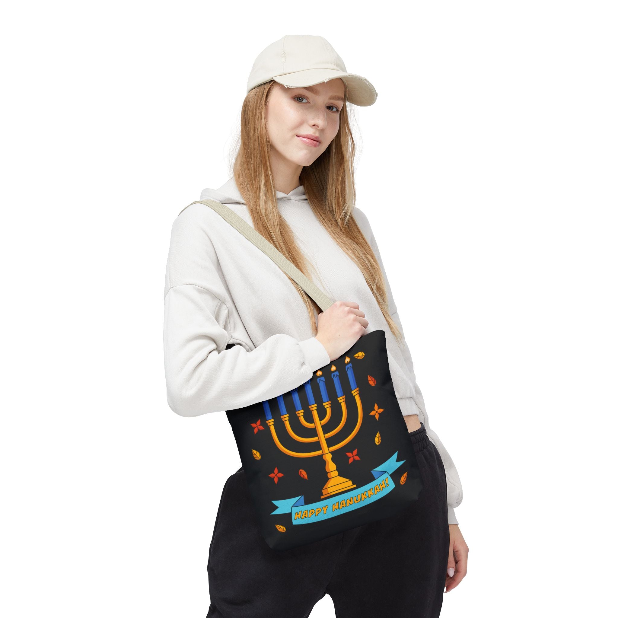 Hanukkah Menorah Tote Bag – "Happy Hanukkah" Holiday Gift Tote