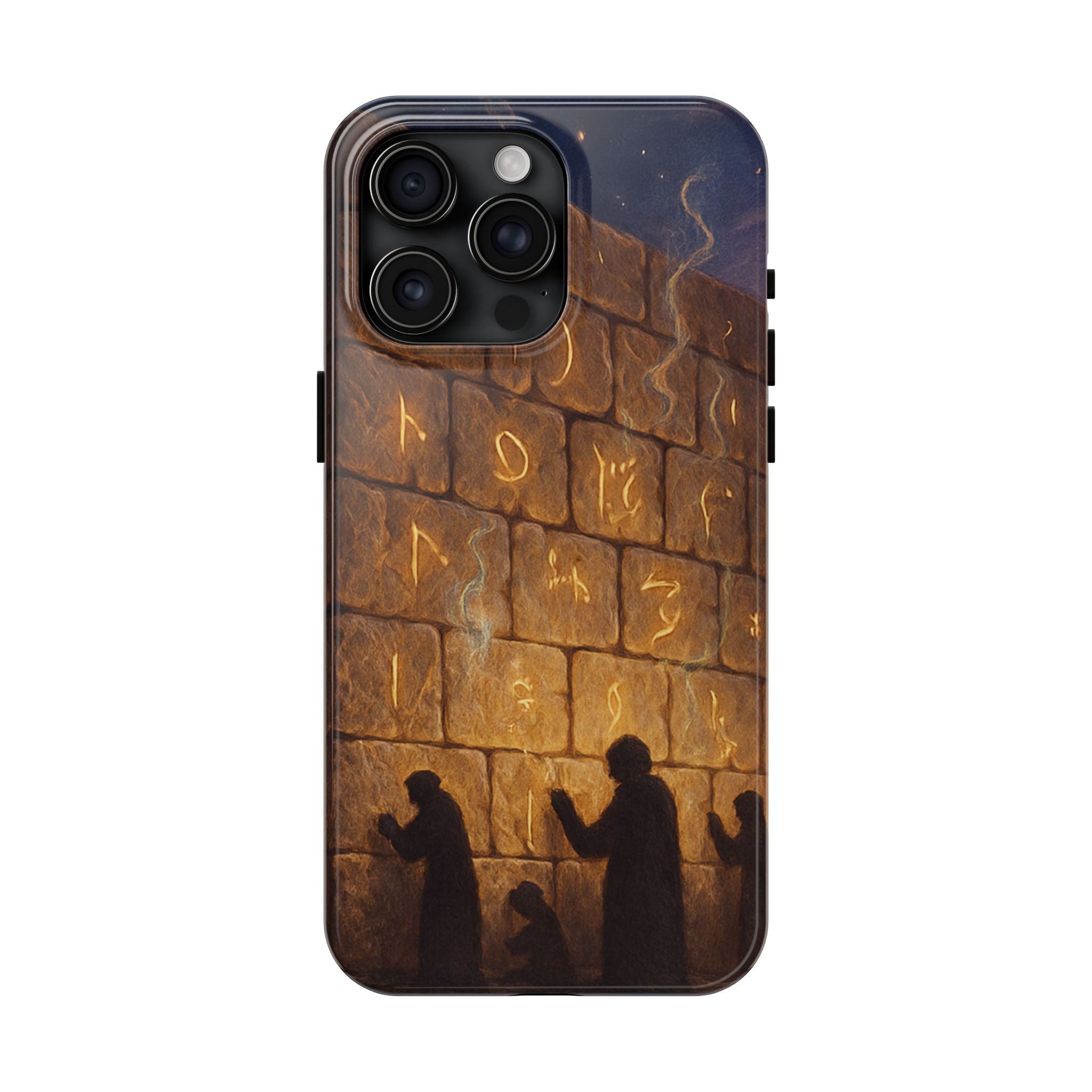 Jewish western Wall Illustration Phone Case — Prayer Silhouettes, Jerusalem Religious Art