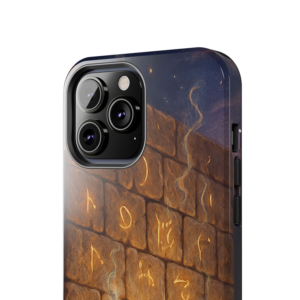 Jewish western Wall Illustration Phone Case — Prayer Silhouettes, Jerusalem Religious Art