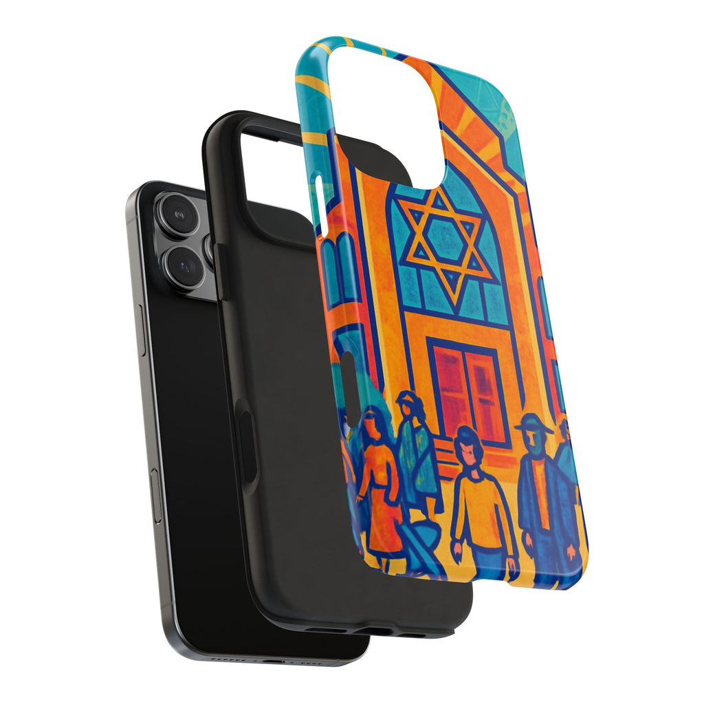 Jewish Synagogue Art Tough Phone Case — Colorful Jewish Community Design