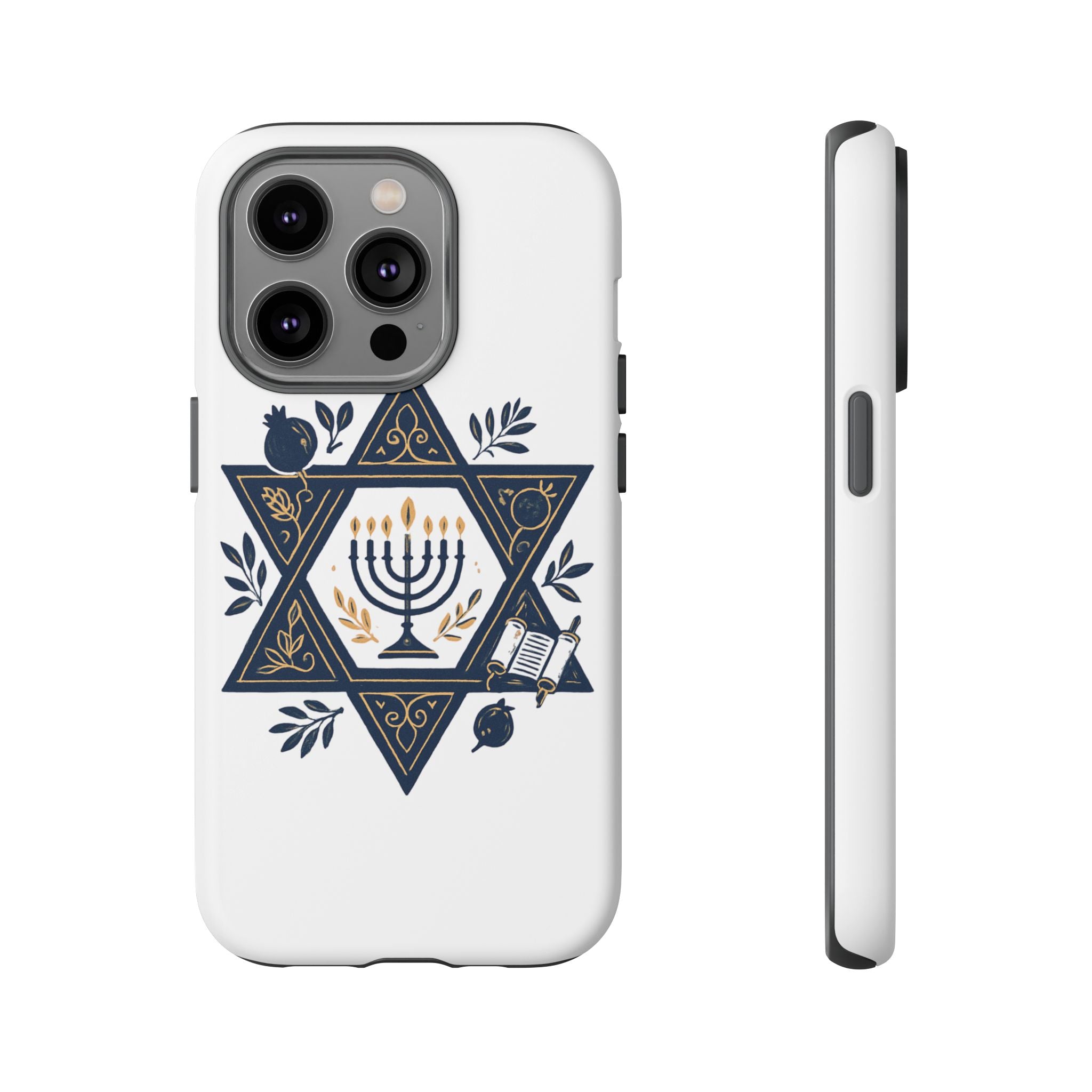 Jewish Star of David Menorah Phone Case — Jewish Hanukkah Symbol Protective Cover