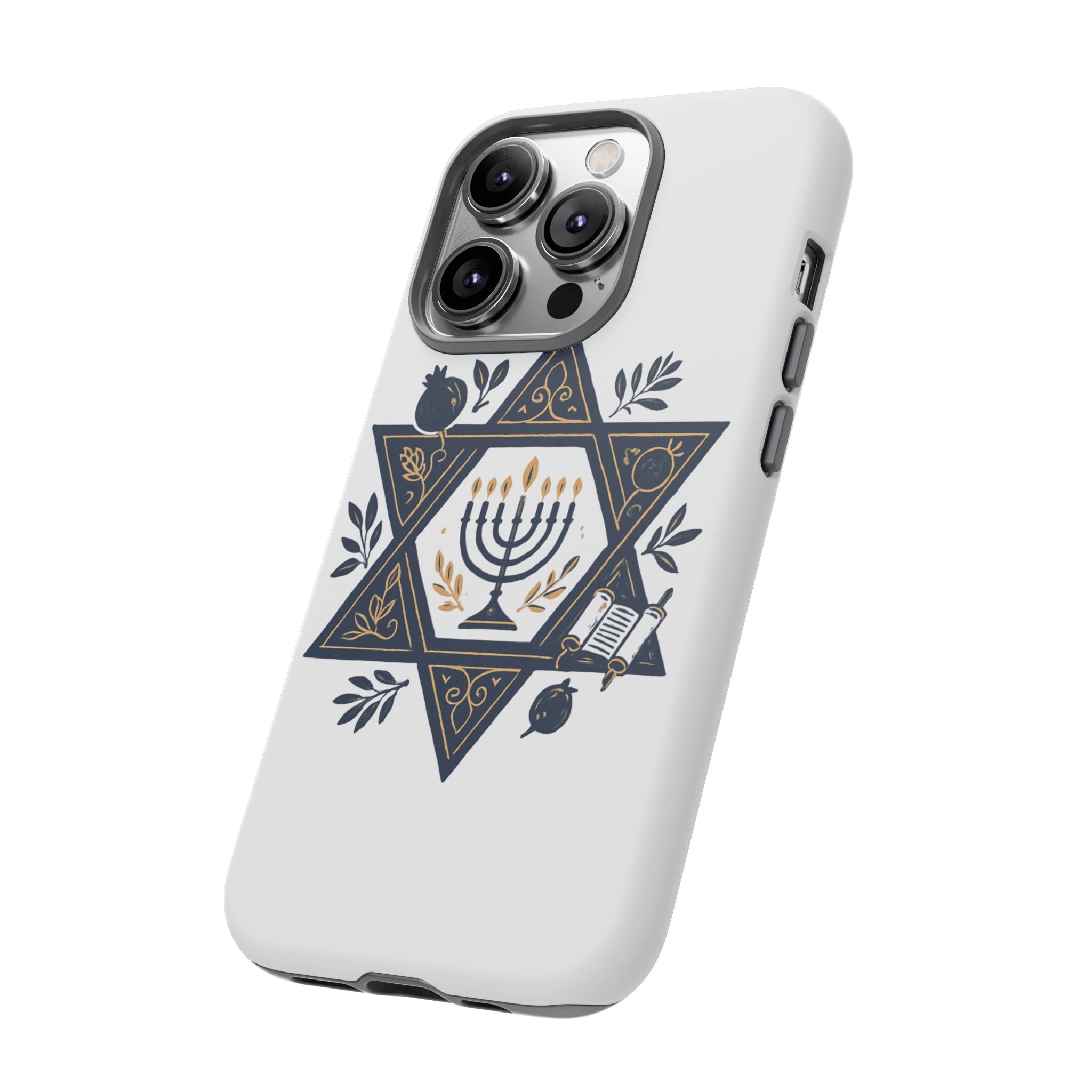 Jewish Star of David Menorah Phone Case — Jewish Hanukkah Symbol Protective Cover
