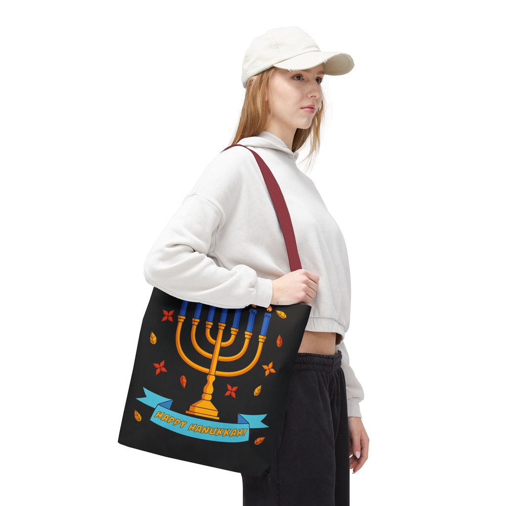 Hanukkah Menorah Tote Bag – "Happy Hanukkah" Holiday Gift Tote