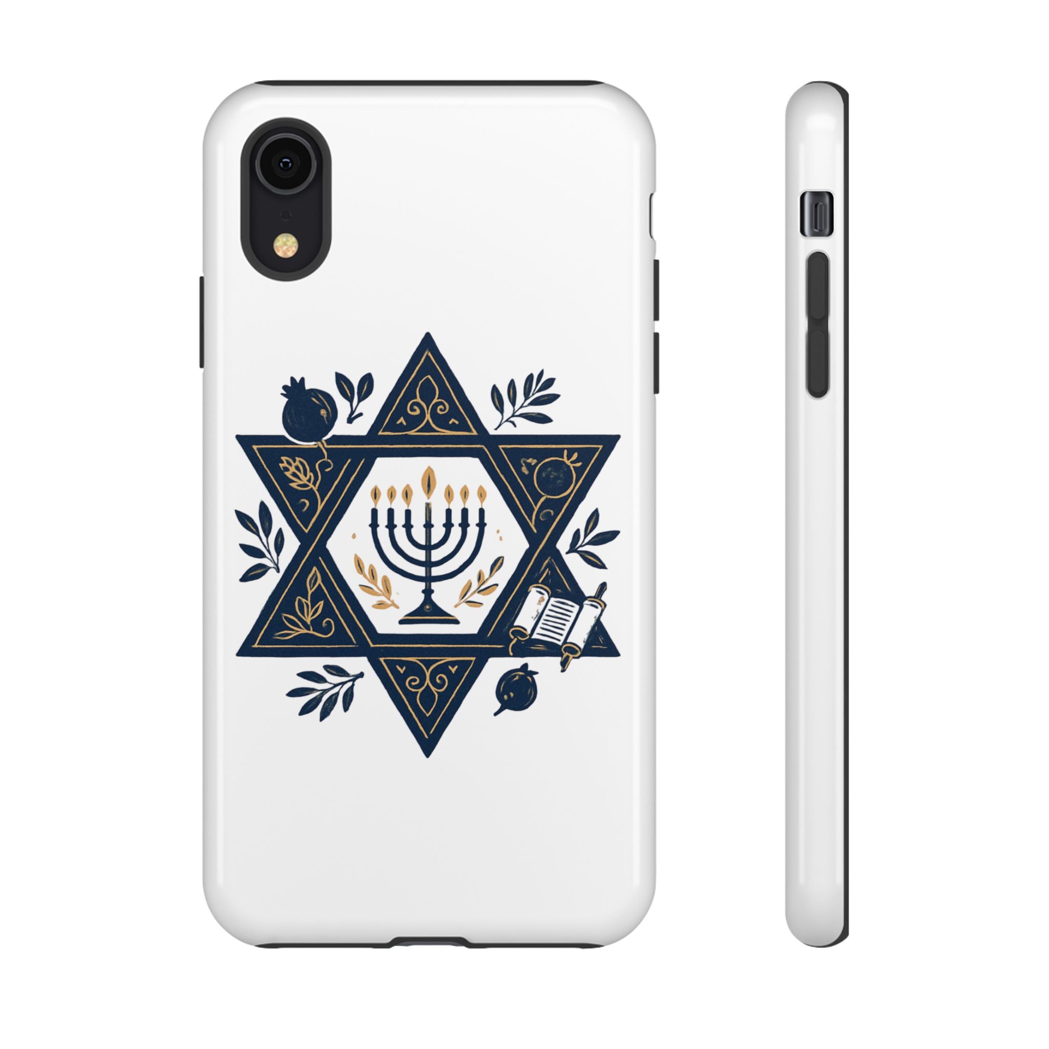 Jewish Star of David Menorah Phone Case — Jewish Hanukkah Symbol Protective Cover