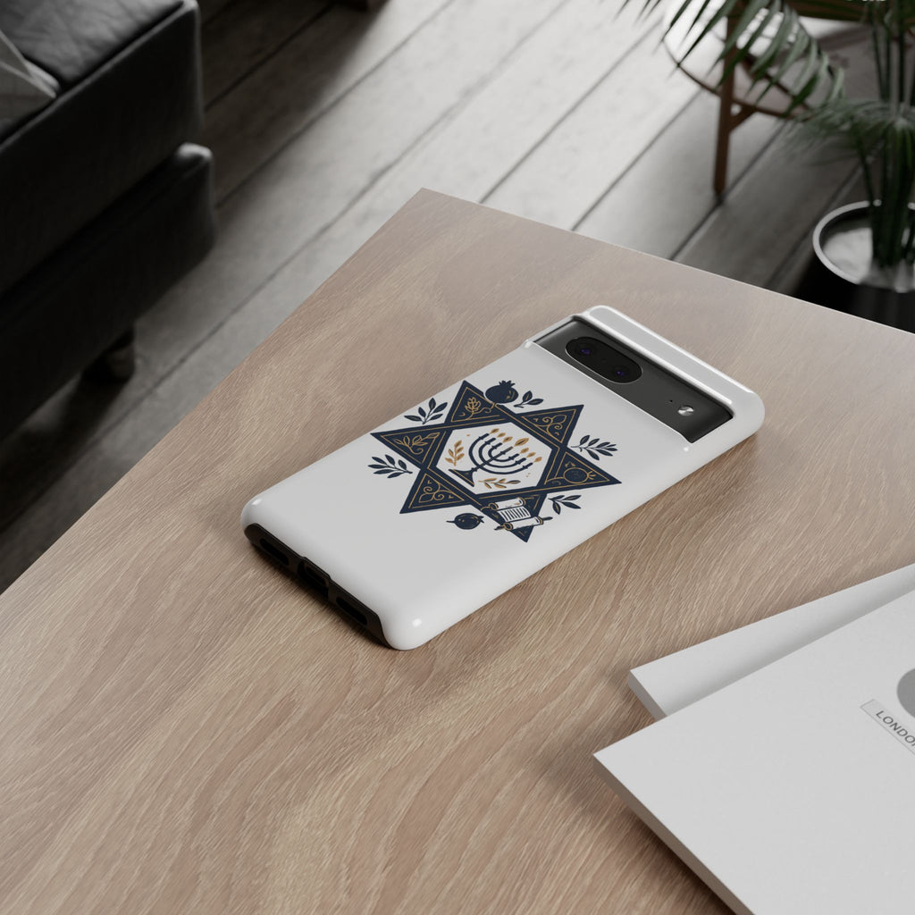 Jewish Star of David Menorah Phone Case — Jewish Hanukkah Symbol Protective Cover