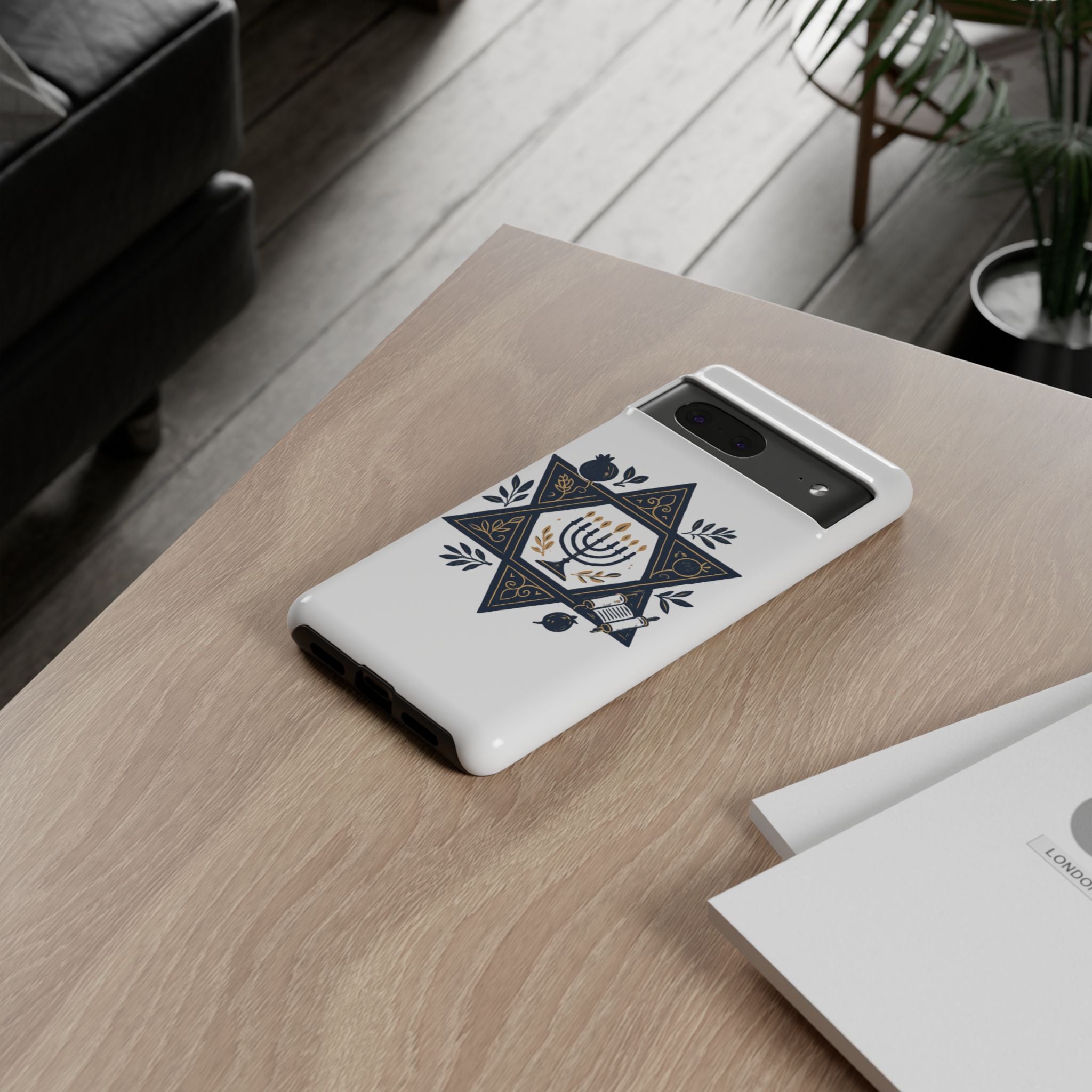 Jewish Star of David Menorah Phone Case — Jewish Hanukkah Symbol Protective Cover