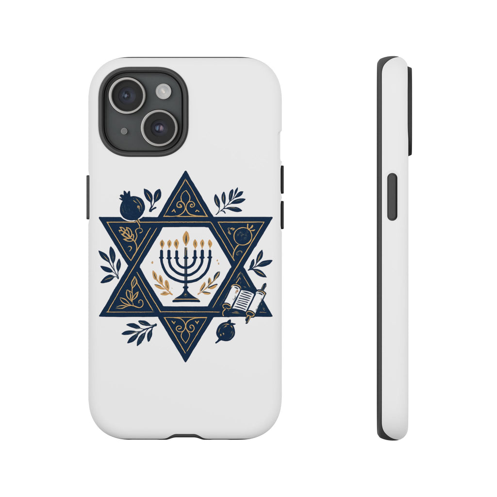 Jewish Star of David Menorah Phone Case — Jewish Hanukkah Symbol Protective Cover