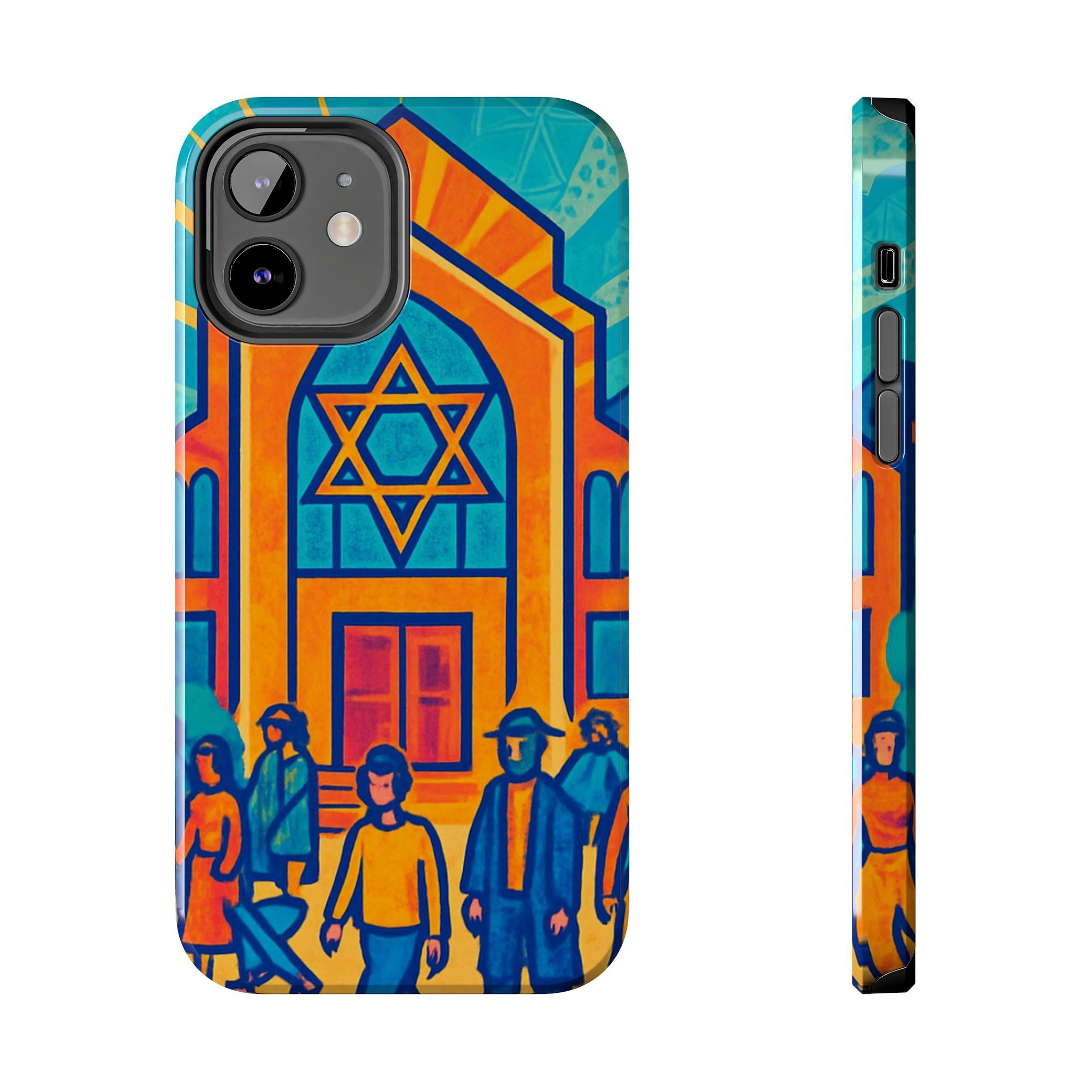 Jewish Synagogue Art Tough Phone Case — Colorful Jewish Community Design