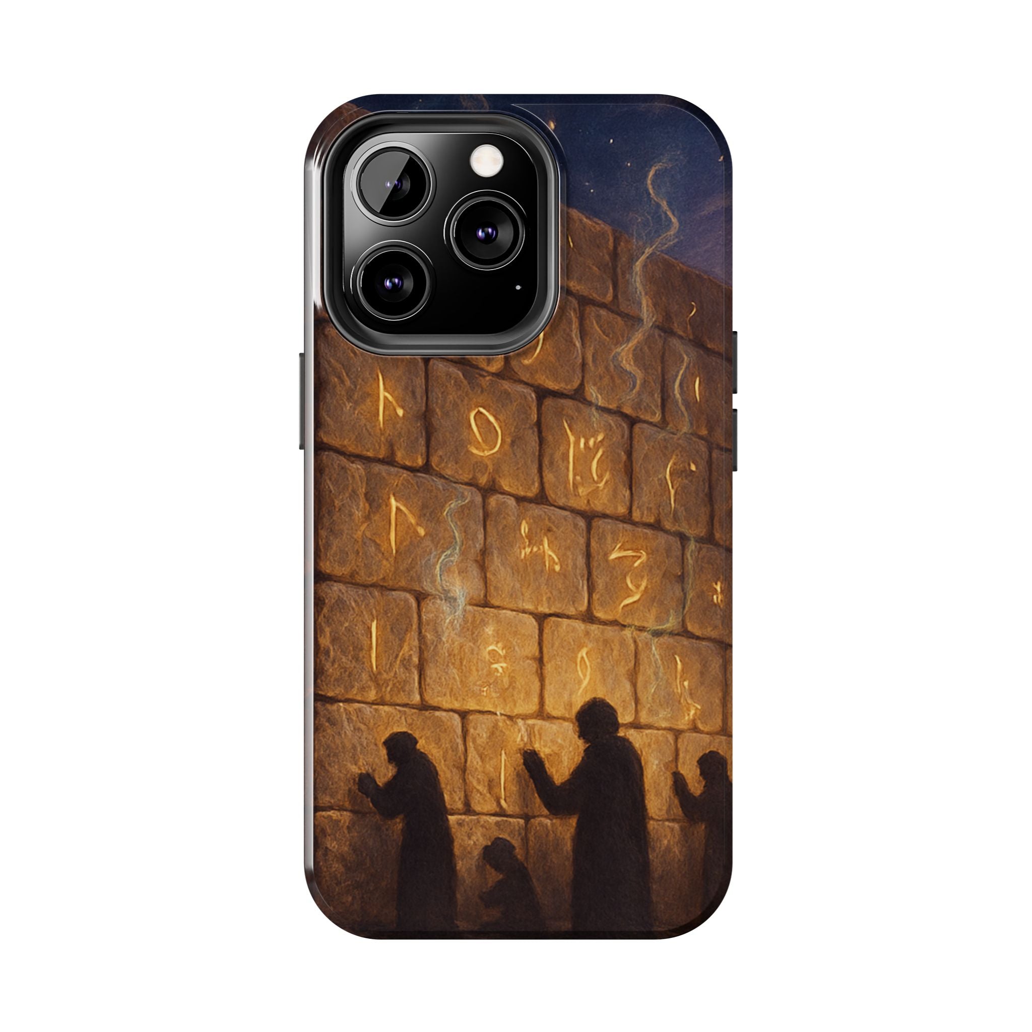 Jewish western Wall Illustration Phone Case — Prayer Silhouettes, Jerusalem Religious Art