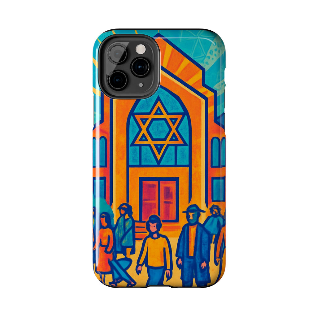Jewish Synagogue Art Tough Phone Case — Colorful Jewish Community Design