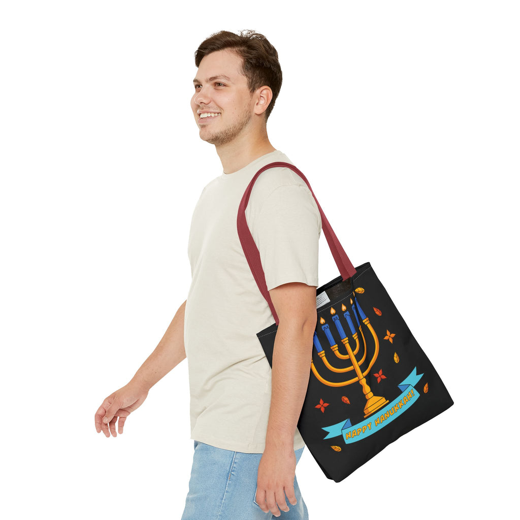 Hanukkah Menorah Tote Bag – "Happy Hanukkah" Holiday Gift Tote