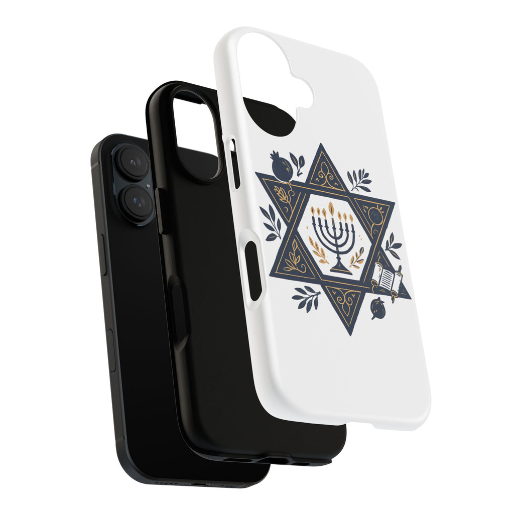 Jewish Star of David Menorah Phone Case — Jewish Hanukkah Symbol Protective Cover