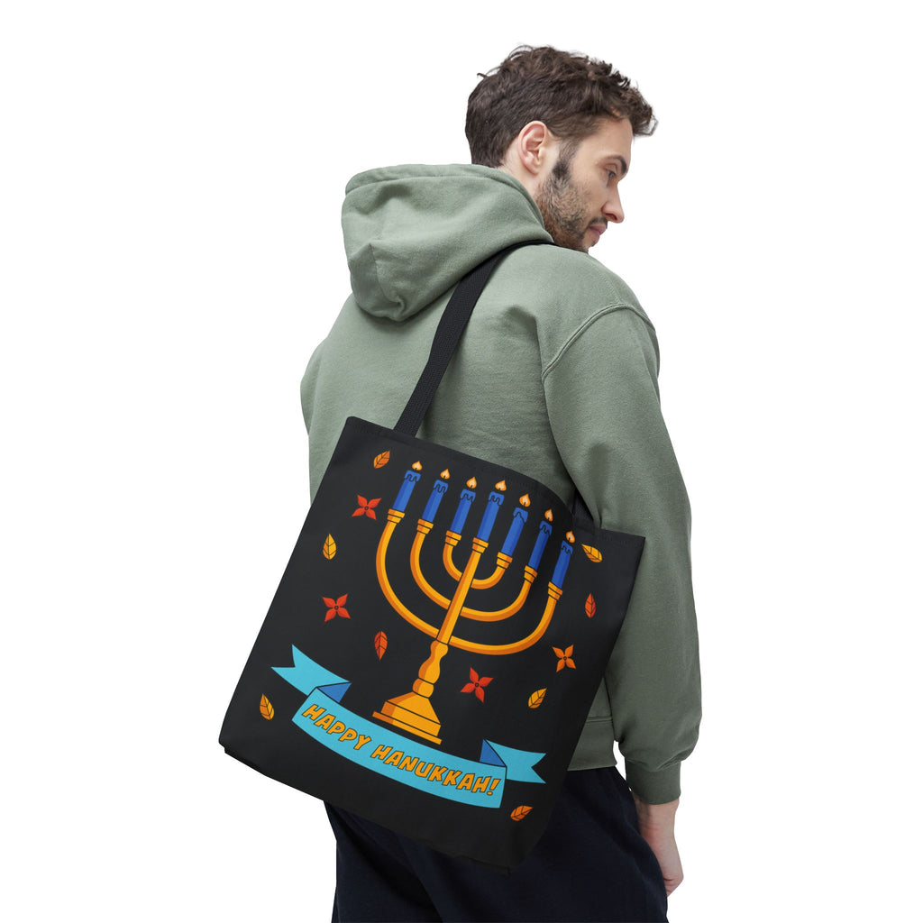 Hanukkah Menorah Tote Bag – "Happy Hanukkah" Holiday Gift Tote